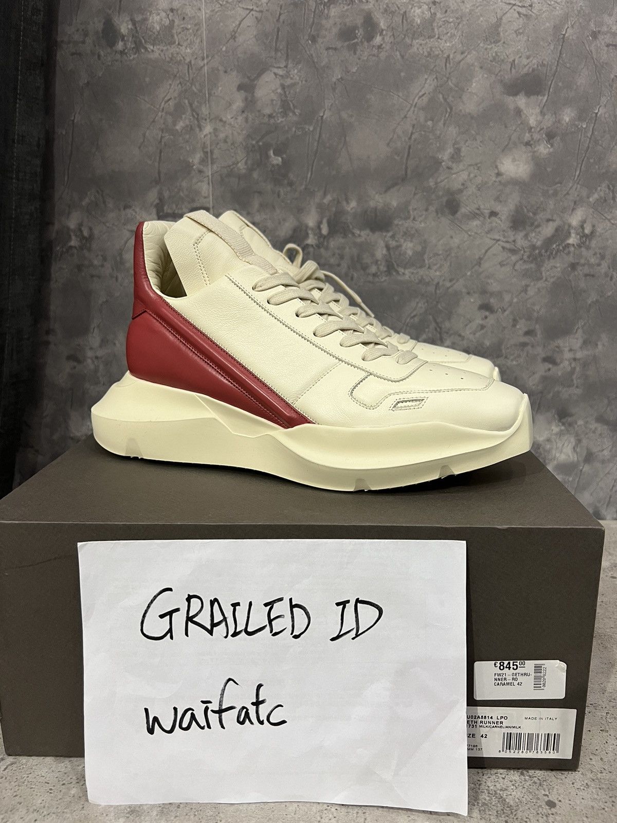 Rick Owens Rick Owens Leather Milk Red Geth Runners | Grailed
