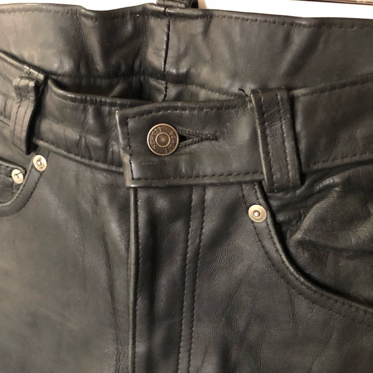 Schott Schott Leather Trousers Pants Cafe Racer Punk Rockabilly Size US 28 / EU 44 - 6 Thumbnail