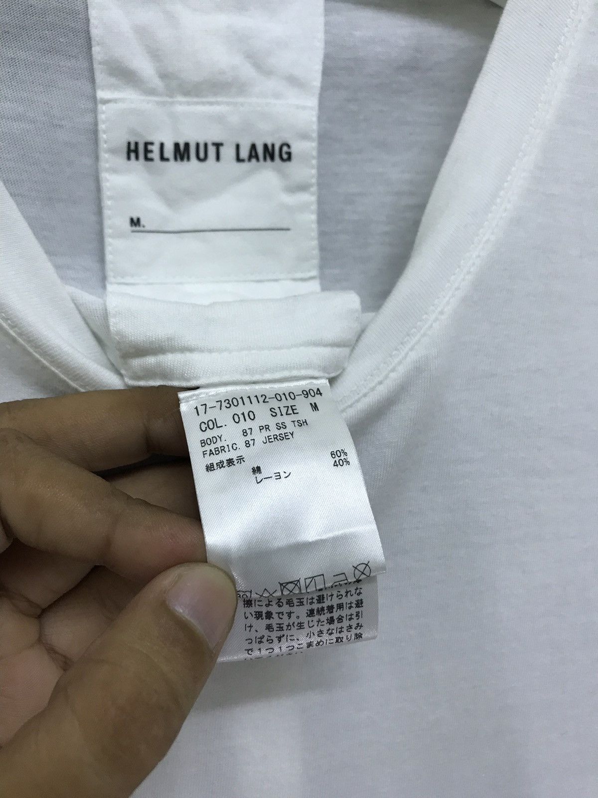 Helmut Lang ⚡Helmut Lang Big Vtg Logo White Tee Slim Rayon Blended Size US M / EU 48-50 / 2 - 7 Thumbnail