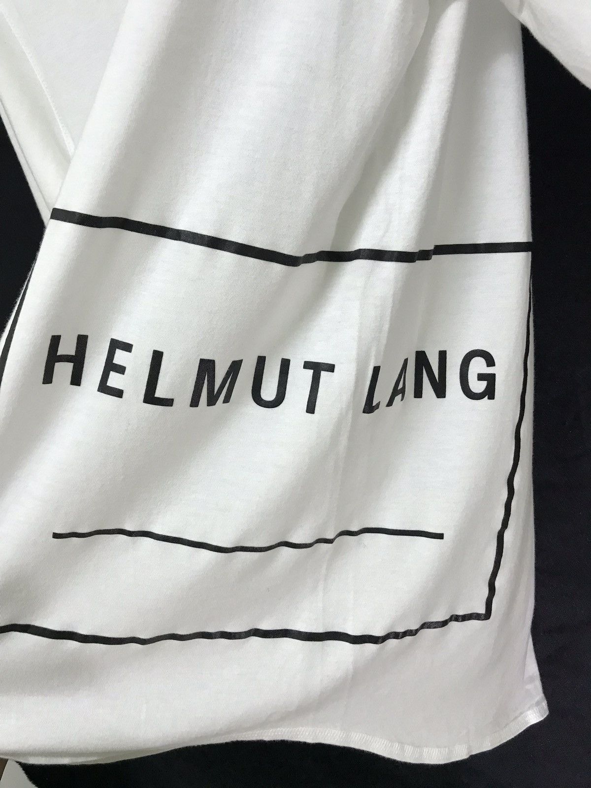 Helmut Lang ⚡Helmut Lang Big Vtg Logo White Tee Slim Rayon Blended Size US M / EU 48-50 / 2 - 2 Thumbnail