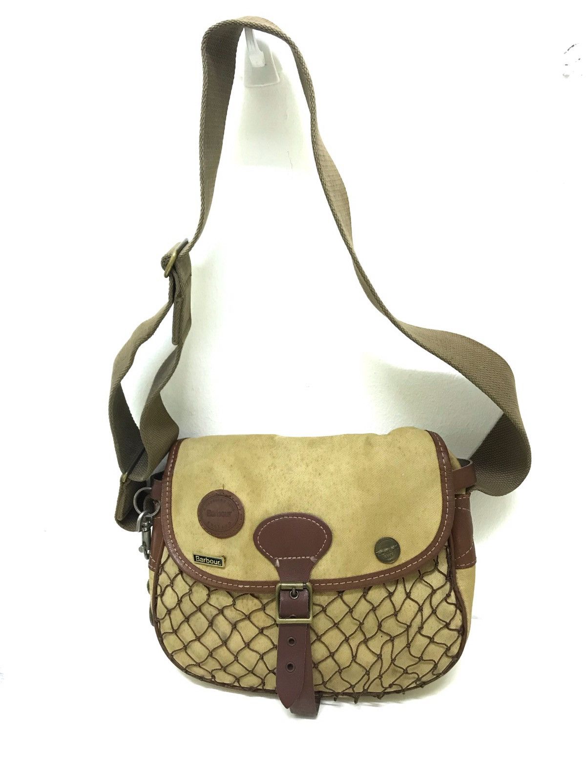 Barbour Hunting Bag Sling Bag Cotton Canvas in Beige, Men's