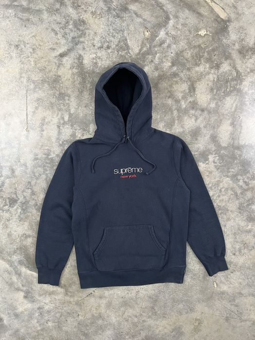 Supreme Supreme Navy Chrome Euro Classic Logo Hoodie Medium