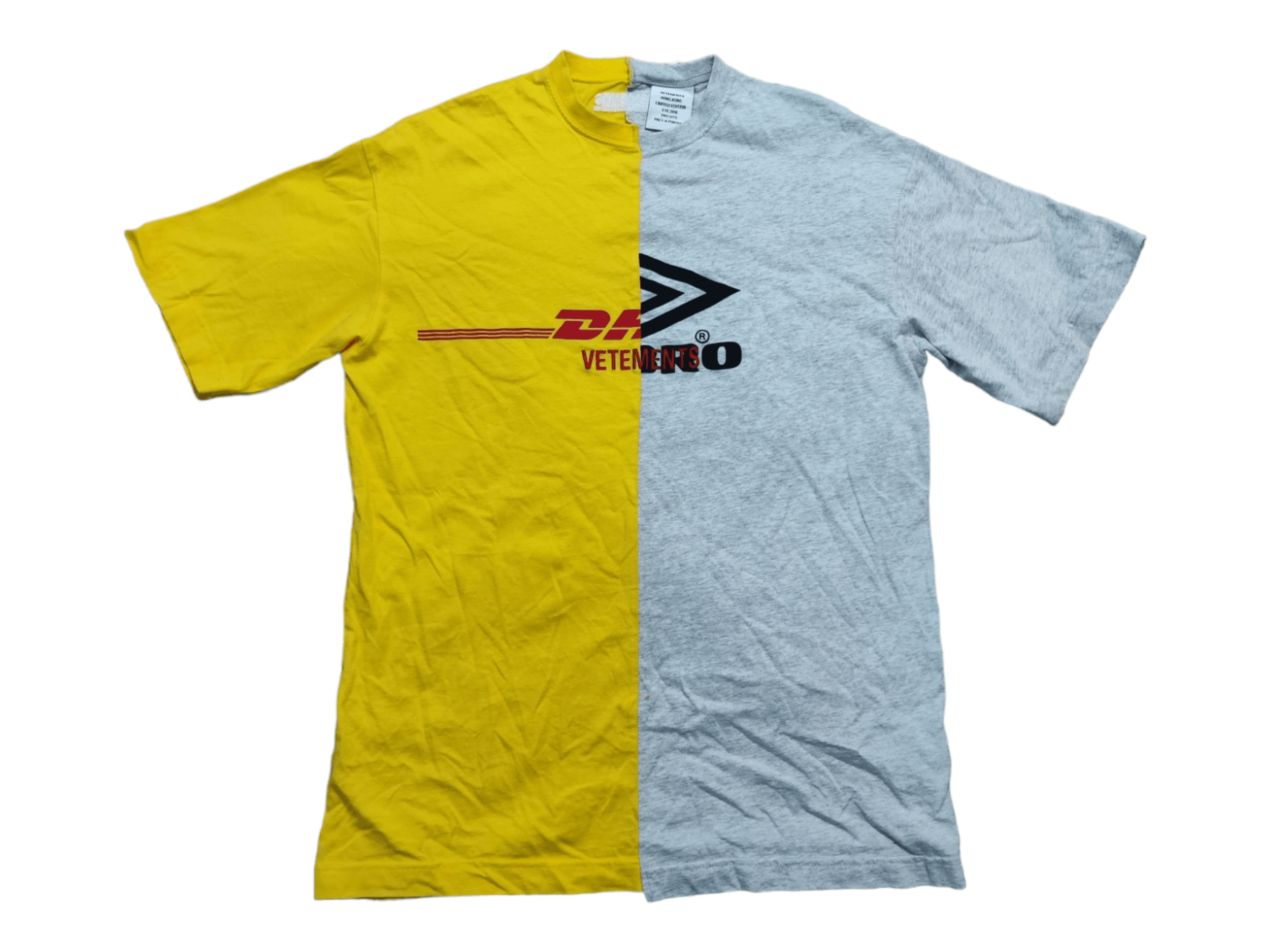 Pre-owned Vetements 2018 Dhl Umbro Hong Kong Limited Edition T Shirt In Gray Yellow