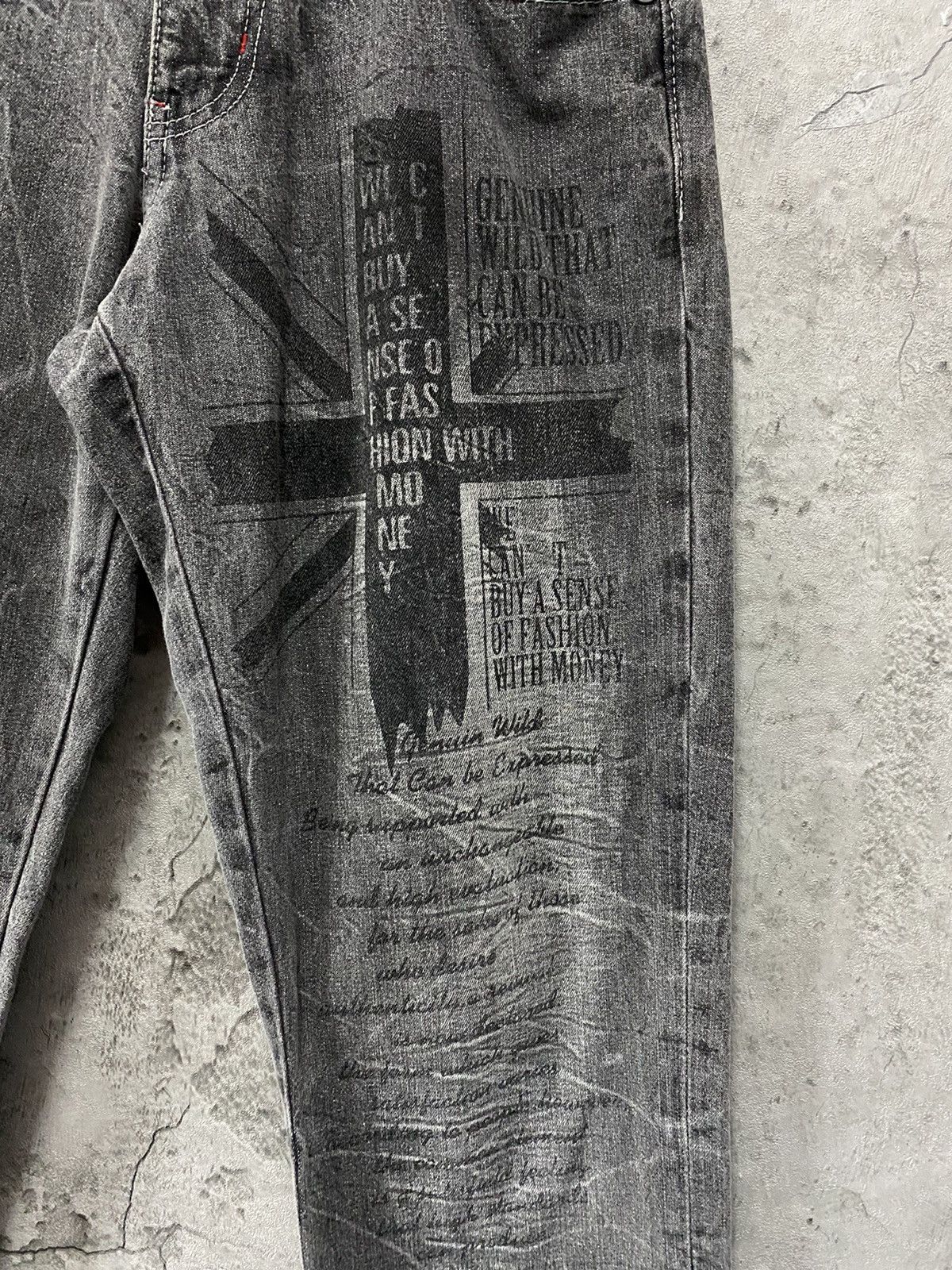 Designer × Japanese Brand × Vintage Japan Brand Wild Life Poem Printed Denim Pants Vintage Size US 30 / EU 46 - 5 Thumbnail