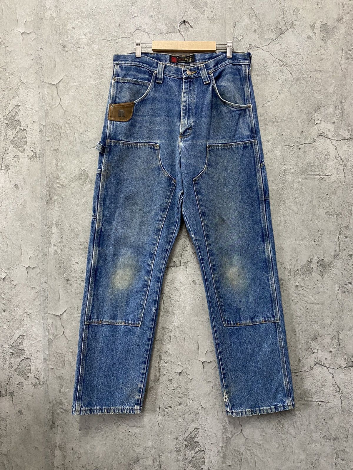 Vintage × Wrangler Vintage Faded Wrangler Double Knee Carpenter Denim Pants Size US 34 / EU 50 - 1 Thumbnail