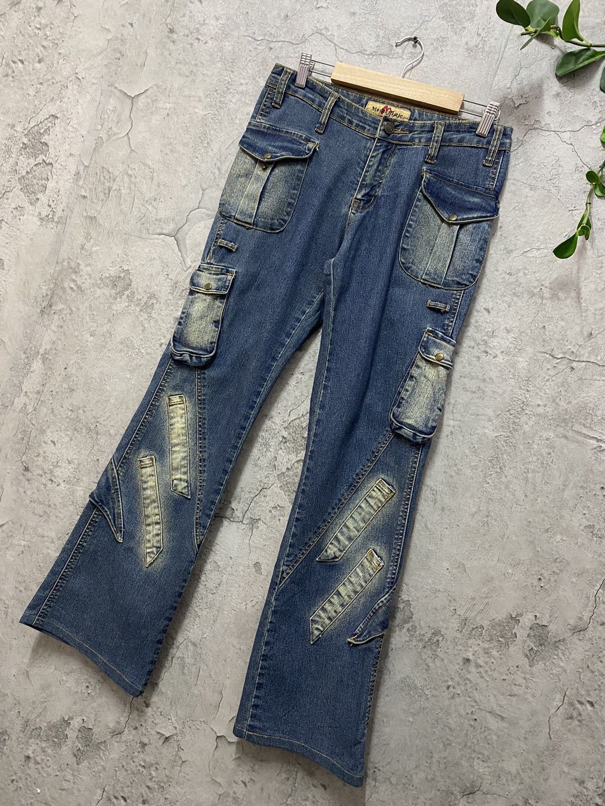 Designer × Japanese Brand Modernistic Japan Multi Pocket Flared Cargo Denim Vintage Size US 29 - 3 Thumbnail