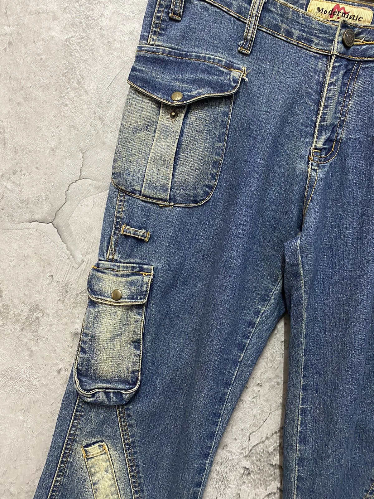 Designer × Japanese Brand Modernistic Japan Multi Pocket Flared Cargo Denim Vintage Size US 29 - 7 Thumbnail