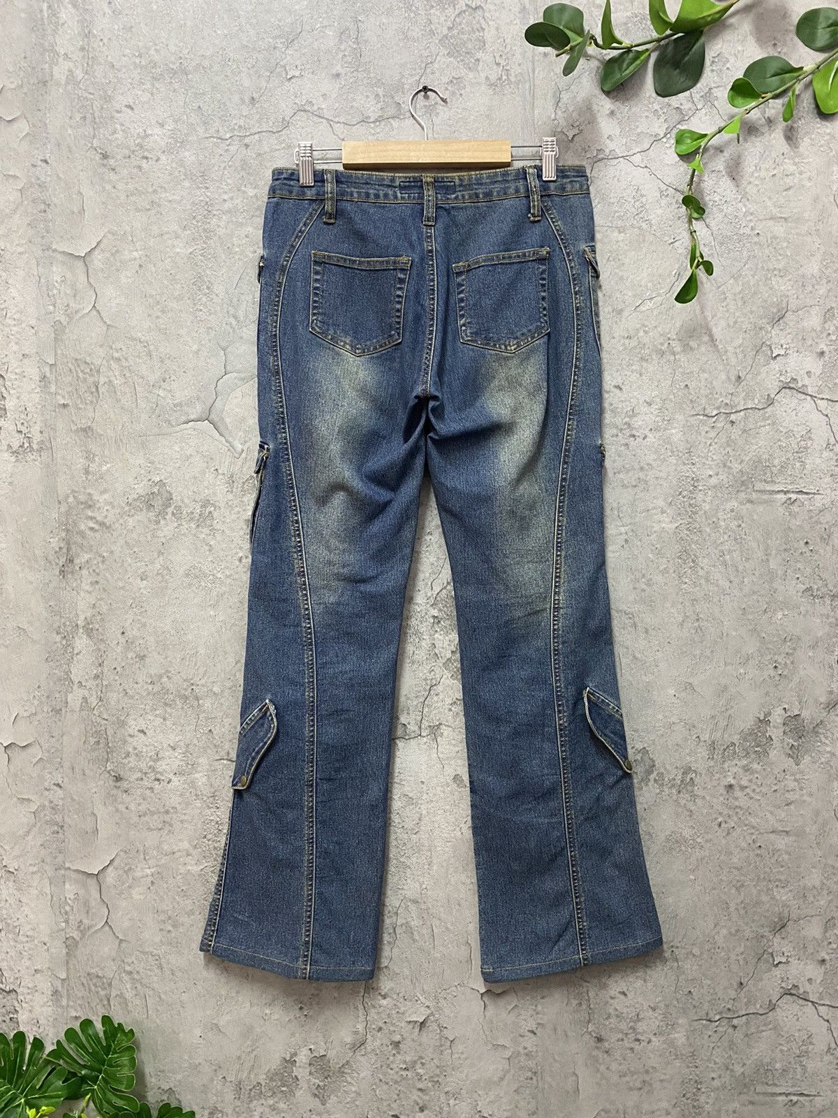 Designer × Japanese Brand Modernistic Japan Multi Pocket Flared Cargo Denim Vintage Size US 29 - 2 Thumbnail