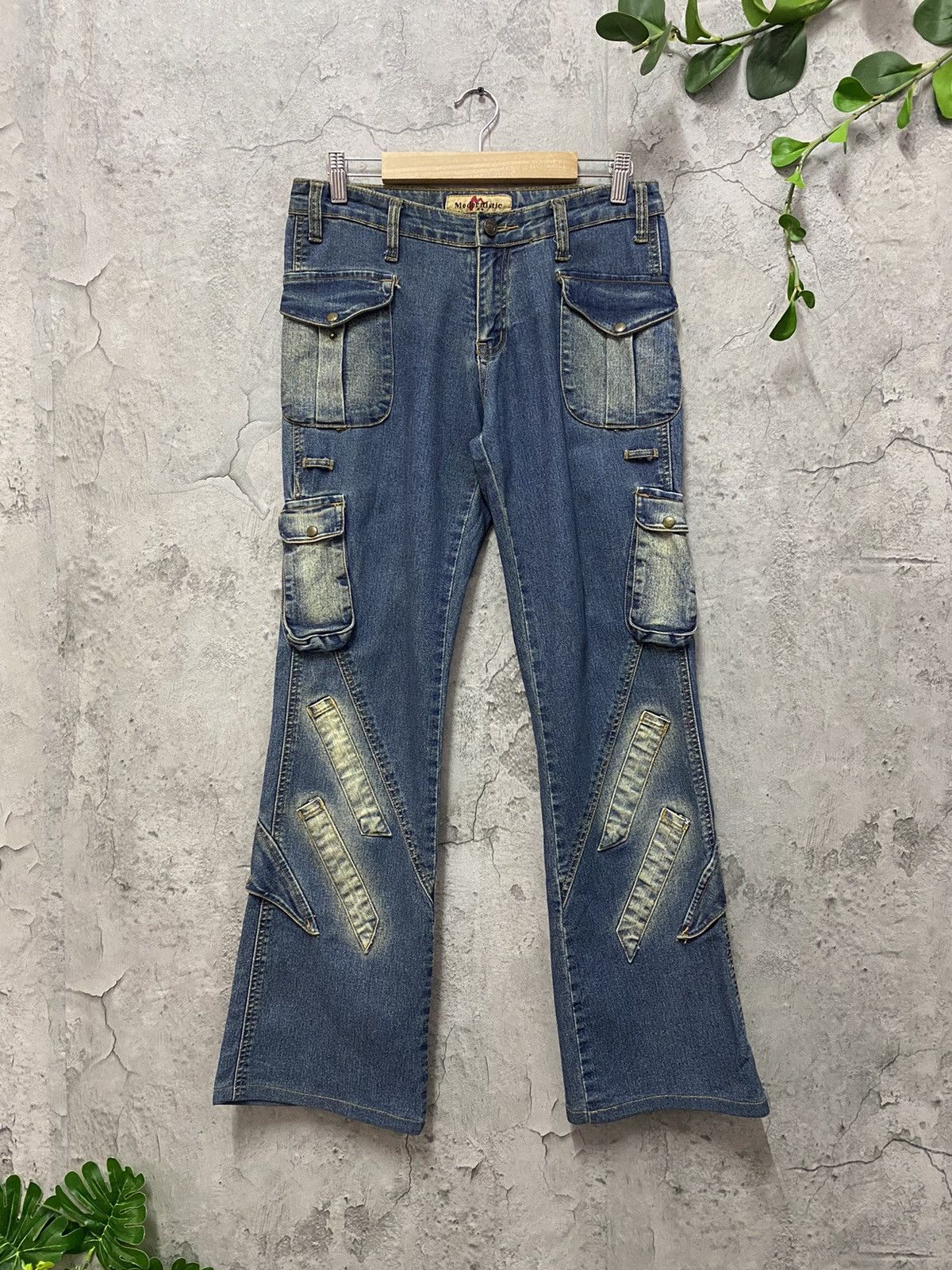 Designer × Japanese Brand Modernistic Japan Multi Pocket Flared Cargo Denim Vintage Size US 29 - 1 Thumbnail