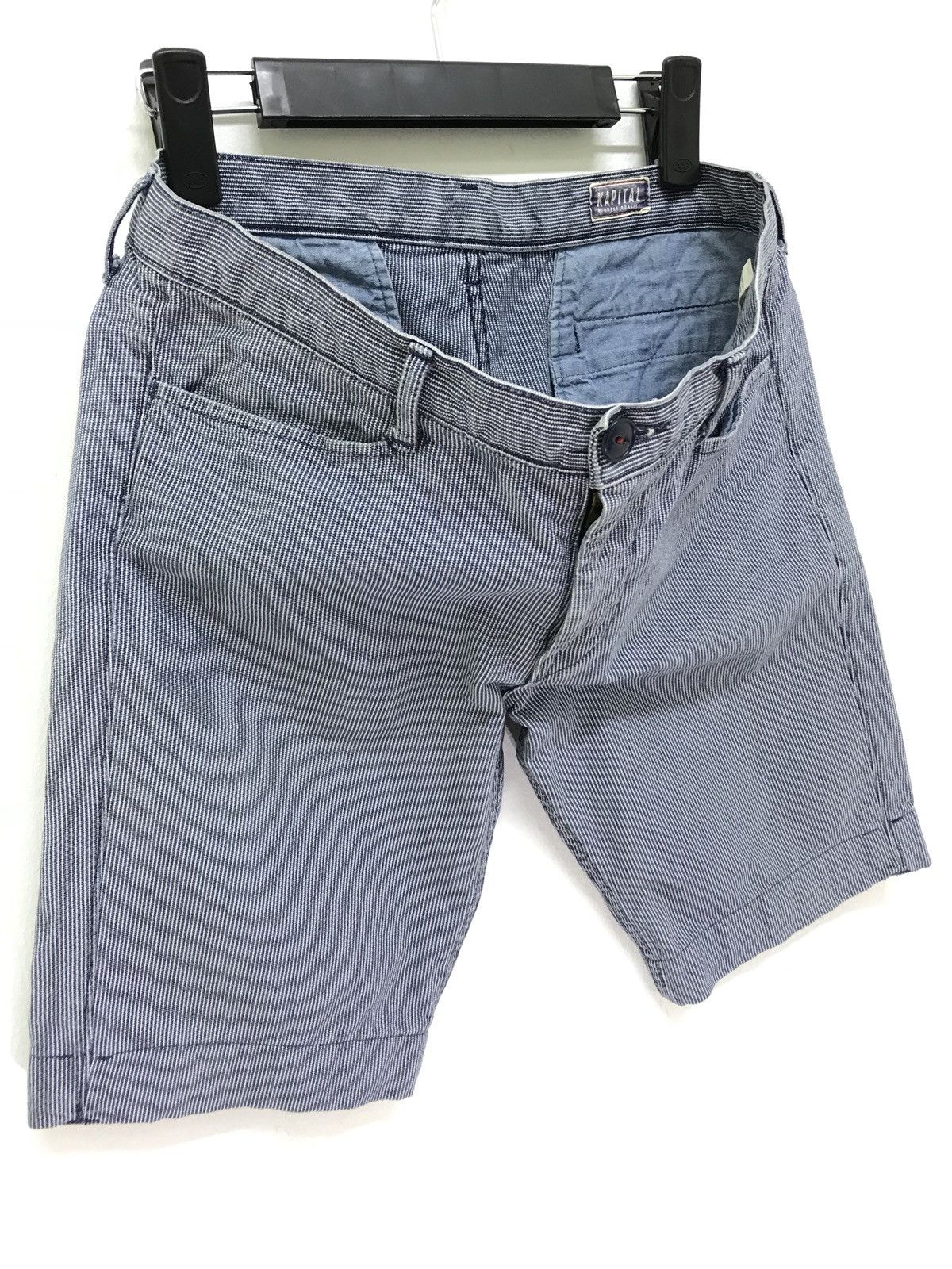 Kapital ☢ Vtg 90s Kapital Hickory Pinstriped Short Pant Size US 30 / EU 46 - 2 Thumbnail
