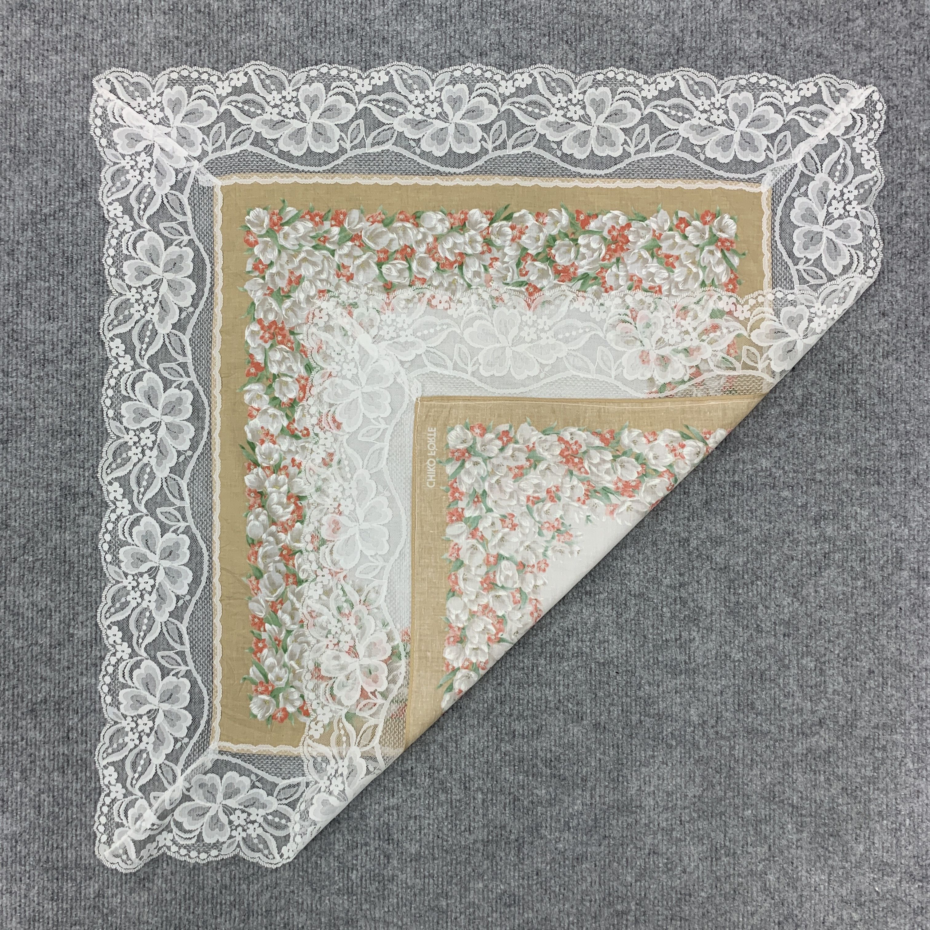 Vintage Chiko Forte Flowers Lace Handkerchief - HKA822