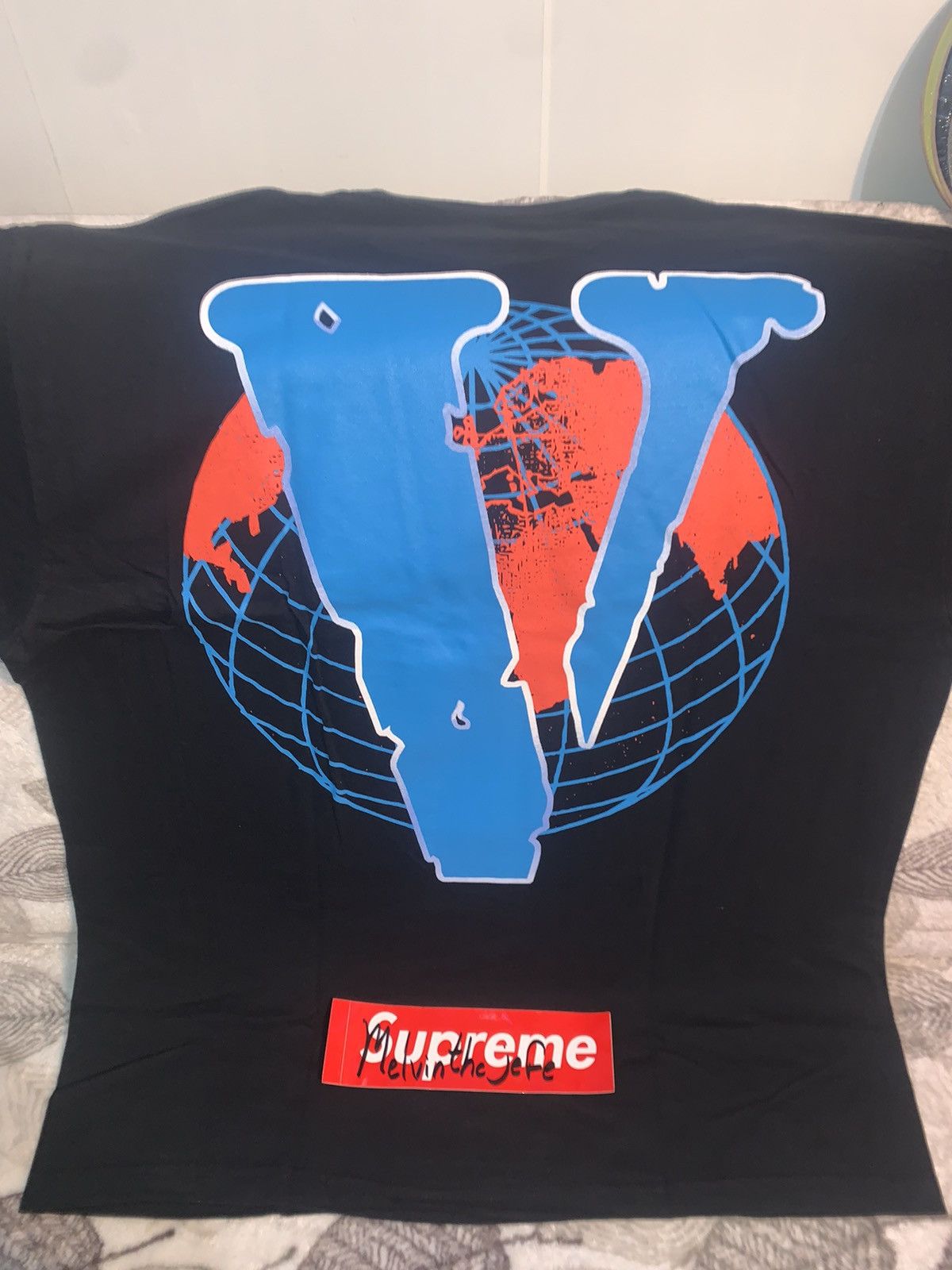 image of Vlone X Juicewrld Short Sleeve Sz.xl in Black, Men's