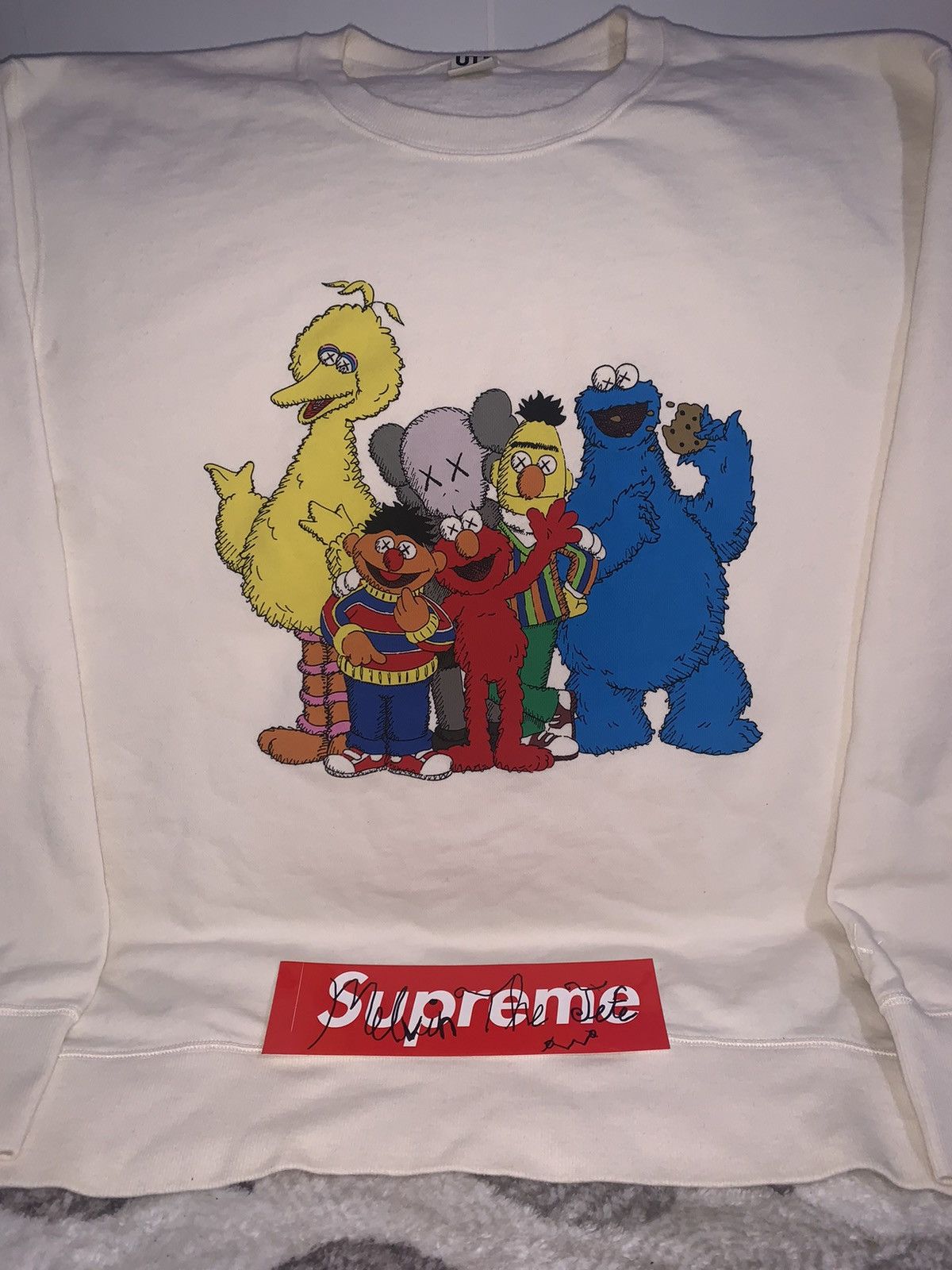 image of Kaws x Uniqlo “ Sesame Street “ Crewneck Sz.xl in Tan, Men's