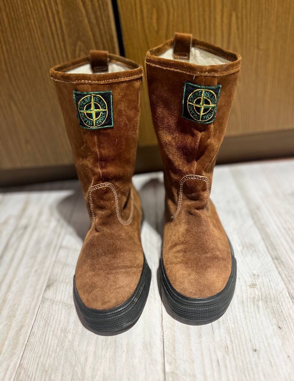 image of Vintage Stone Island Marina Suede Boots Shoes 1985 Brown, Men's