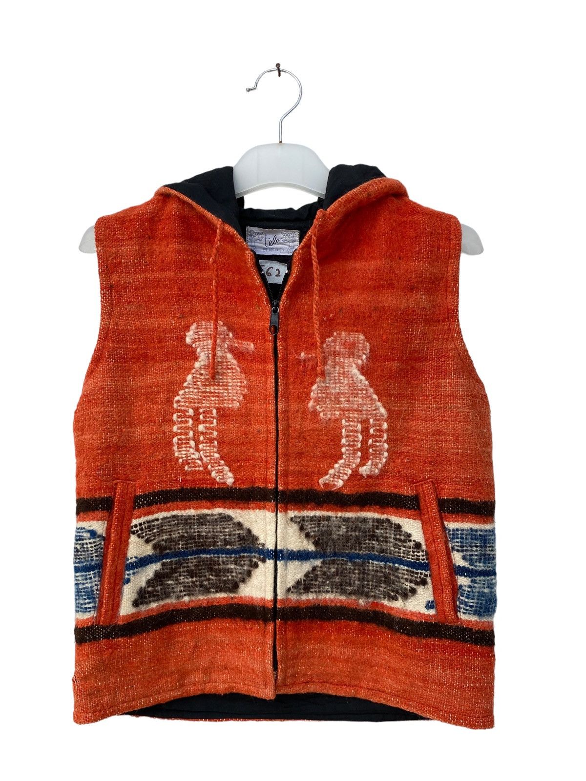 image of Vintage Lelo Indian Inspired Embriodery Printed Vest in Orange, Men's (Size Small)