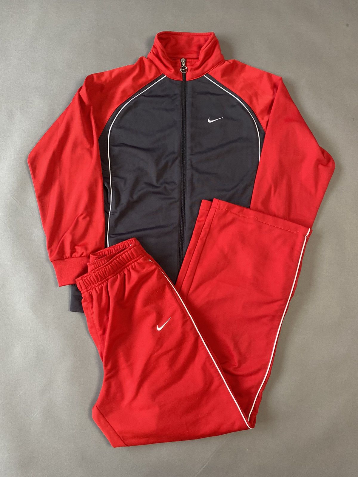 Nike Nike vintage track suit red grey pants jacket 2000s Grailed