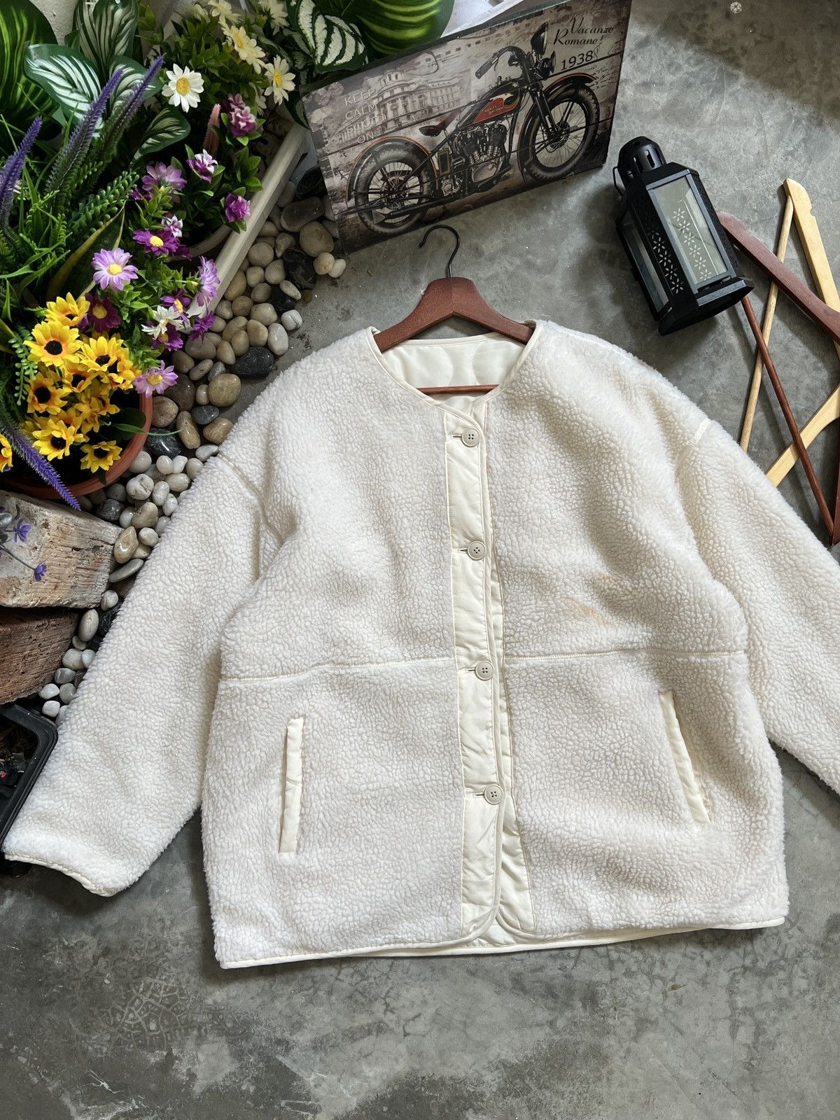 Japanese Brand × Vintage Vintage 🖤 Gu Deep Pile Sherpa Riversible Cardigan Jacket Size US XL / EU 56 / 4 - 4 Thumbnail