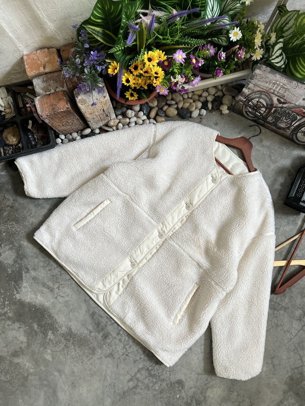 Japanese Brand × Vintage Vintage 🖤 Gu Deep Pile Sherpa Riversible Cardigan Jacket Size US XL / EU 56 / 4 - 5 Thumbnail