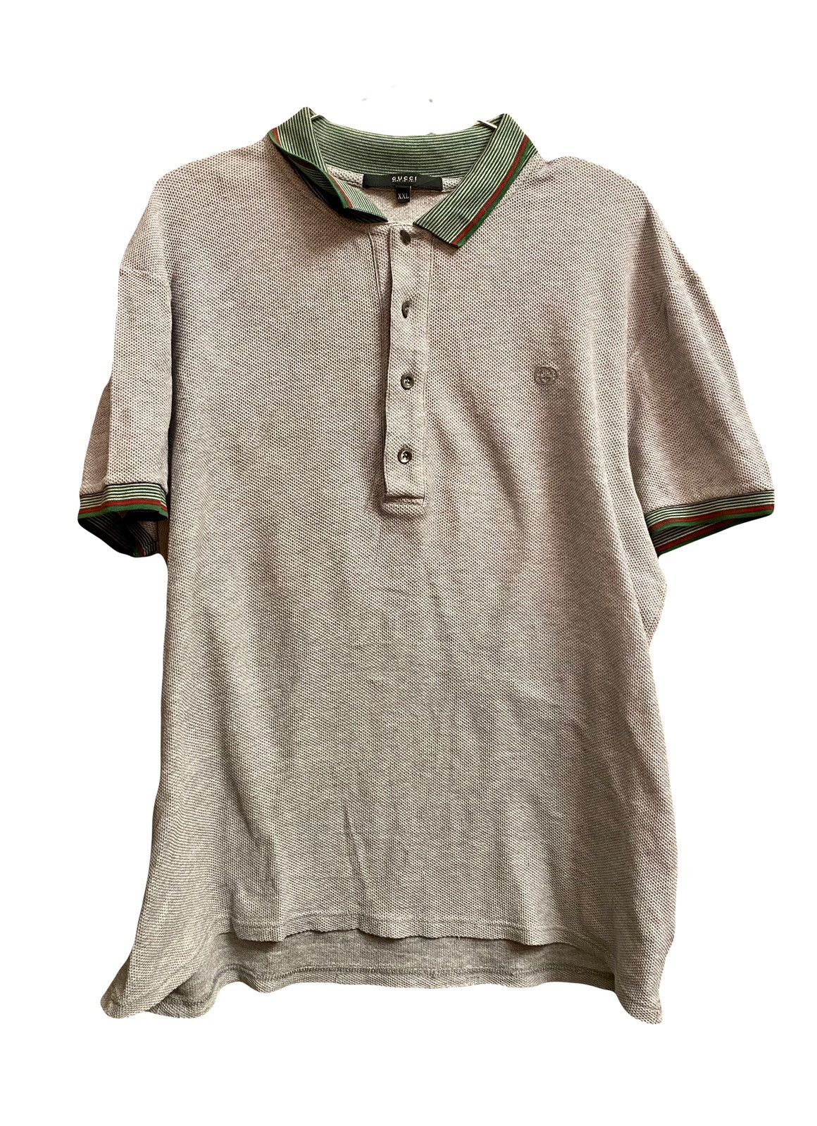 Image of Gucci Vintage Grey Embroidered Polo Fitted, Men's (Size 2XL)