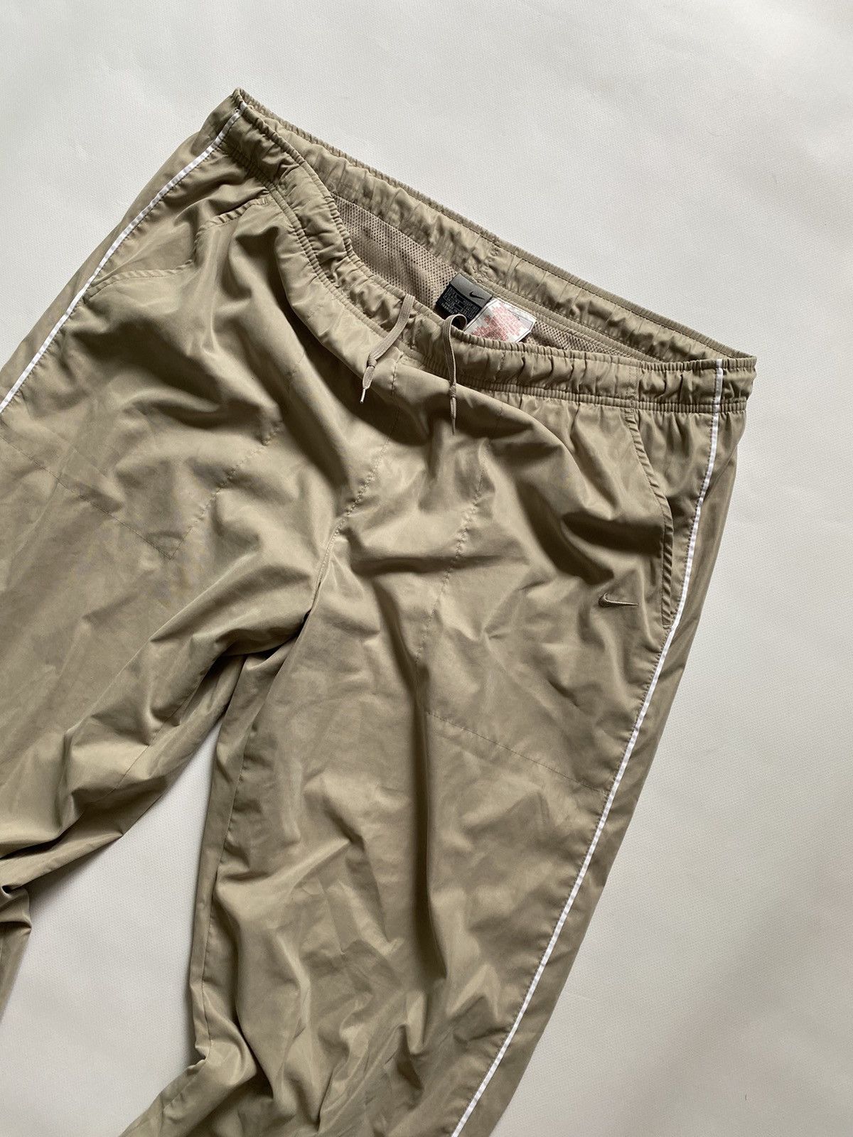 Nike × Vintage Vintage Nike Nylon Cream Sweatpants Y2K Drill Track Pants Size US 35 - 3 Thumbnail