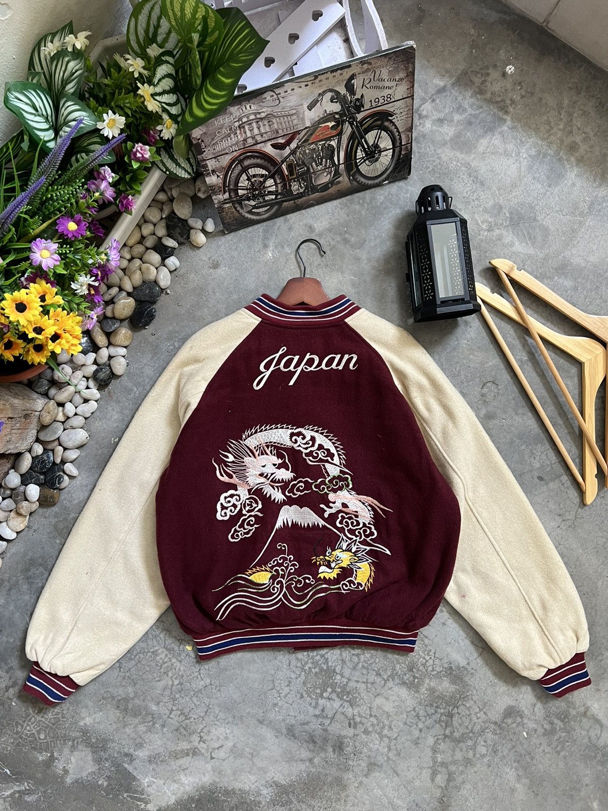Japanese Brand × Vintage Vintage 🏴‍☠️ Sukajan Japan Embroidery Dragon Varsity Jacket Size US M / EU 48-50 / 2 - 2 Thumbnail