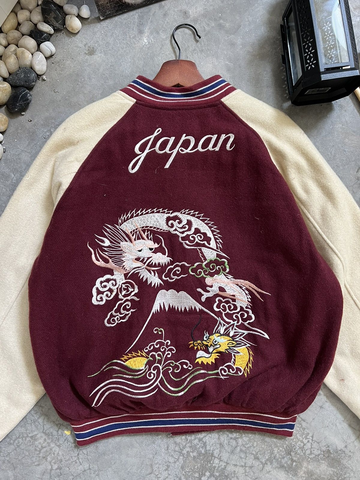 Japanese Brand × Vintage Vintage 🏴‍☠️ Sukajan Japan Embroidery Dragon Varsity Jacket Size US M / EU 48-50 / 2 - 3 Thumbnail