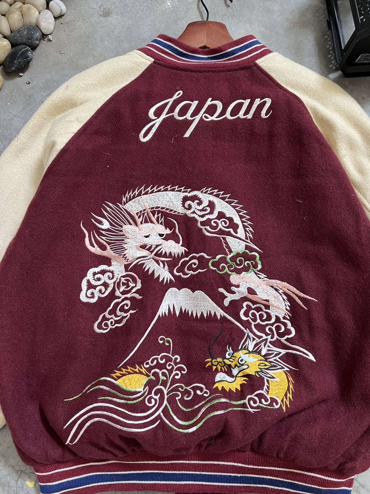Japanese Brand × Vintage Vintage 🏴‍☠️ Sukajan Japan Embroidery Dragon Varsity Jacket Size US M / EU 48-50 / 2 - 20 Thumbnail