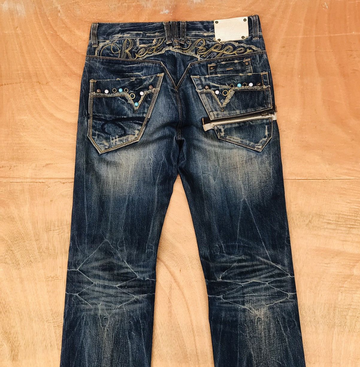 Japanese Brand Vintage (W32x33)Red Pepper Pearl MARBLE Studded Mud-wash Size US 32 / EU 48 - 12 Thumbnail