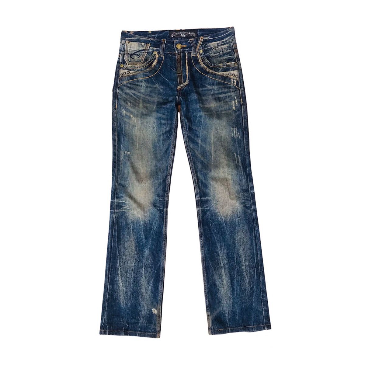 Japanese Brand Vintage (W32x33)Red Pepper Pearl MARBLE Studded Mud-wash Size US 32 / EU 48 - 3 Thumbnail