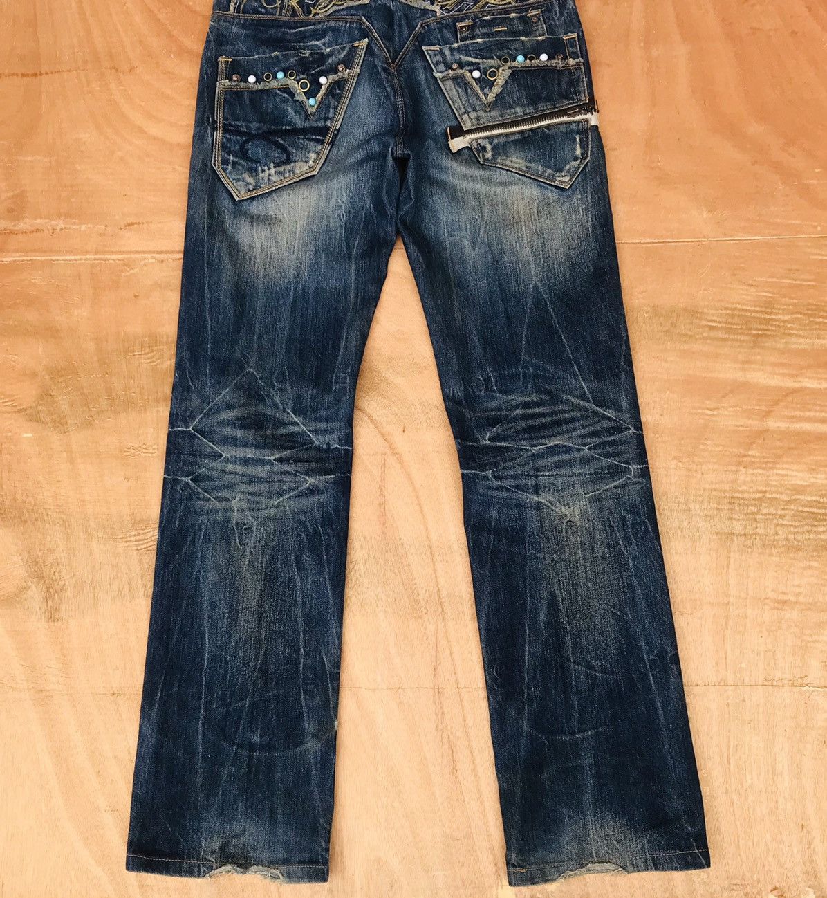 Japanese Brand Vintage (W32x33)Red Pepper Pearl MARBLE Studded Mud-wash Size US 32 / EU 48 - 11 Thumbnail