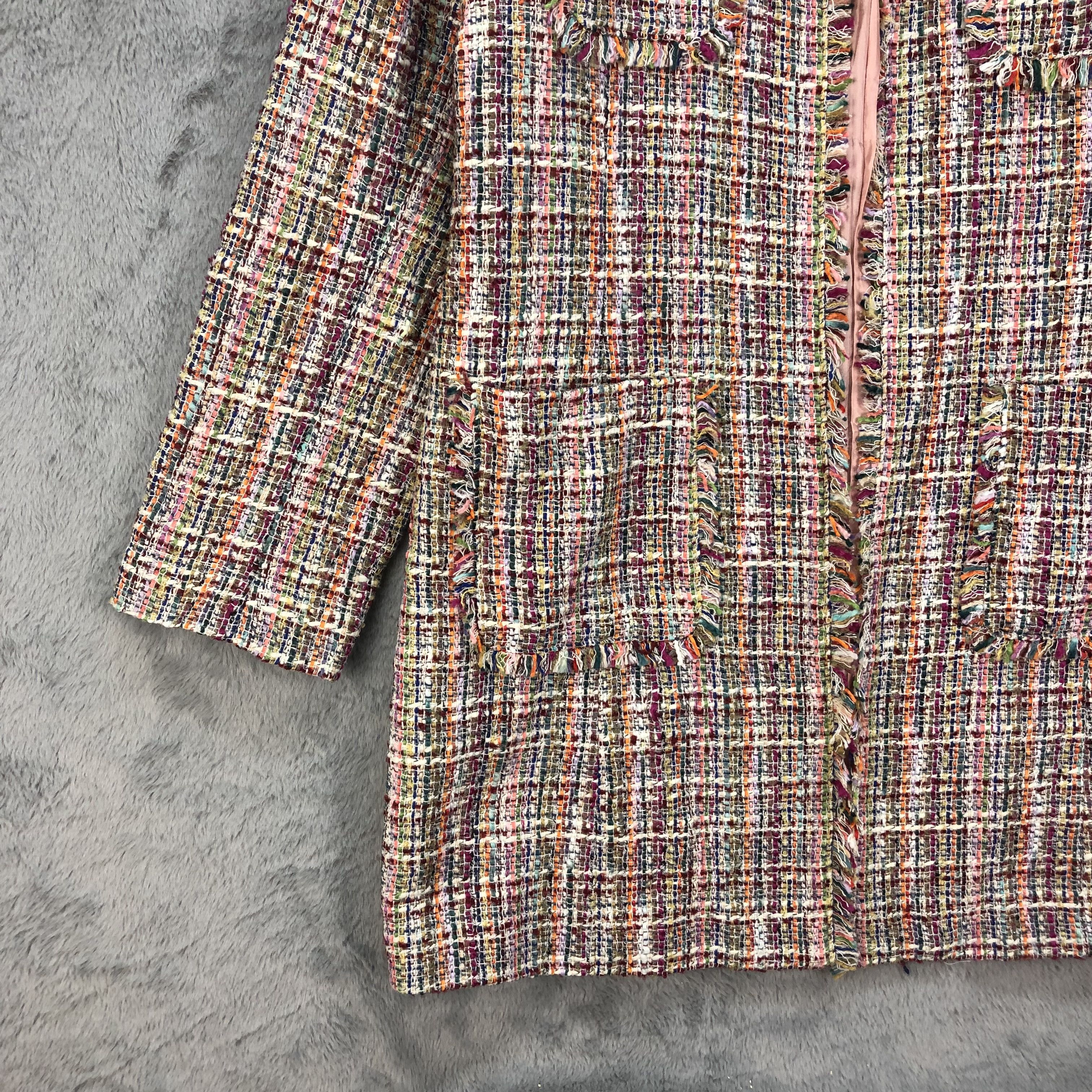 Japanese Brand Multi Color 4 Pocket Tweed Coat Fashion Style #4713-165 Size M / US 6-8 / IT 42-44 - 4 Thumbnail