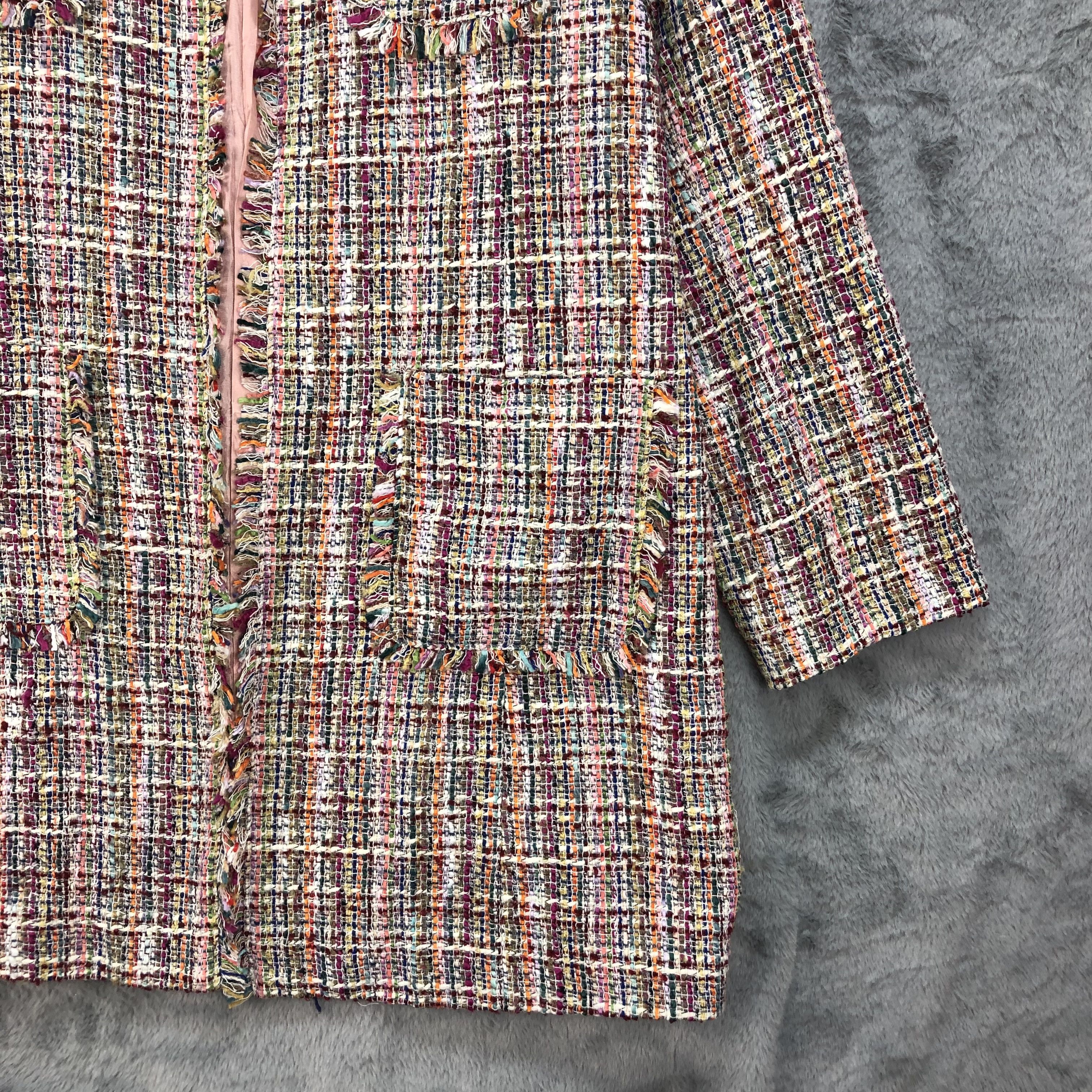 Japanese Brand Multi Color 4 Pocket Tweed Coat Fashion Style #4713-165 Size M / US 6-8 / IT 42-44 - 5 Thumbnail
