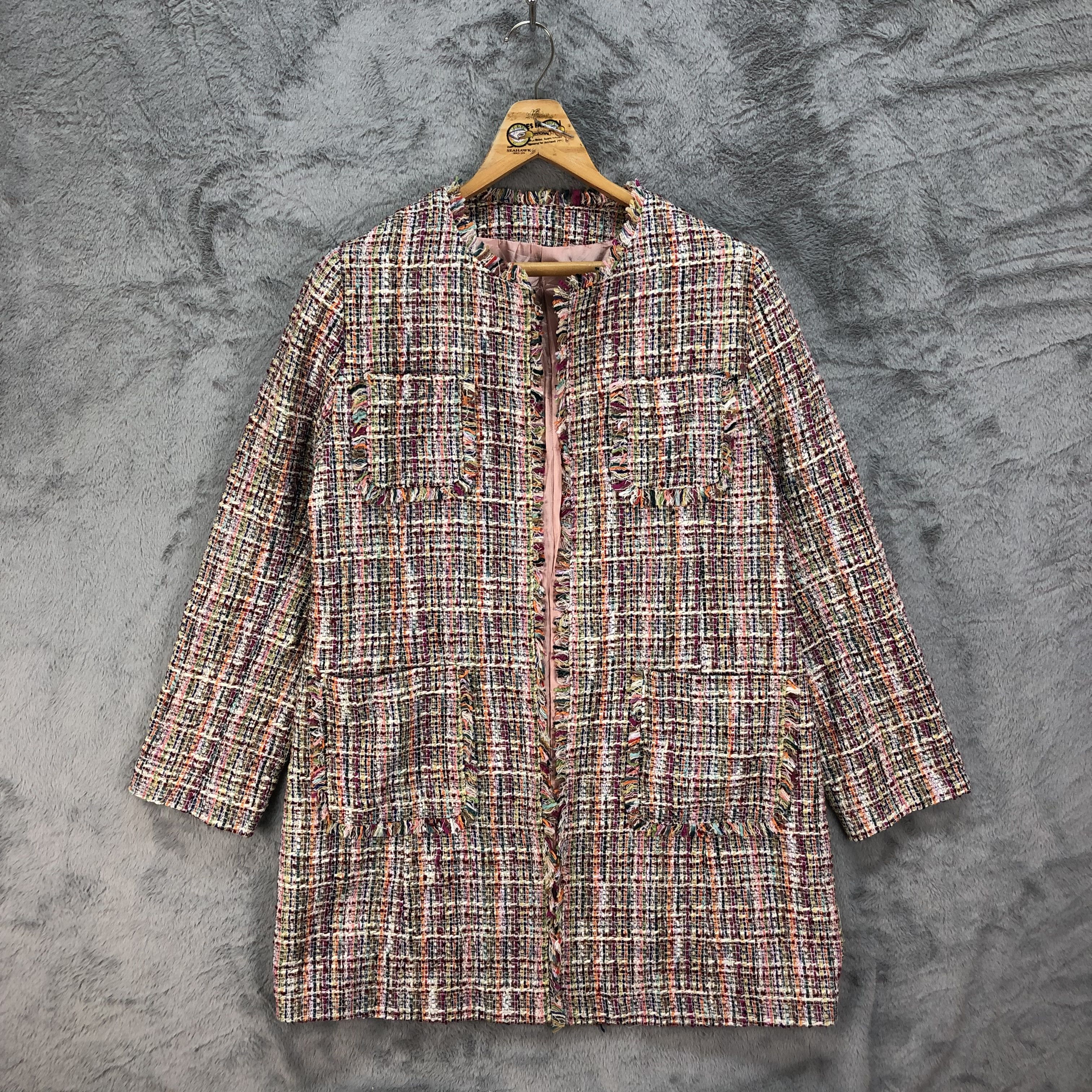image of Cross Colours Multi Color 4 Pocket Tweed Coat Fashion Style 4713-165 in Mix, Men's (Size Small)