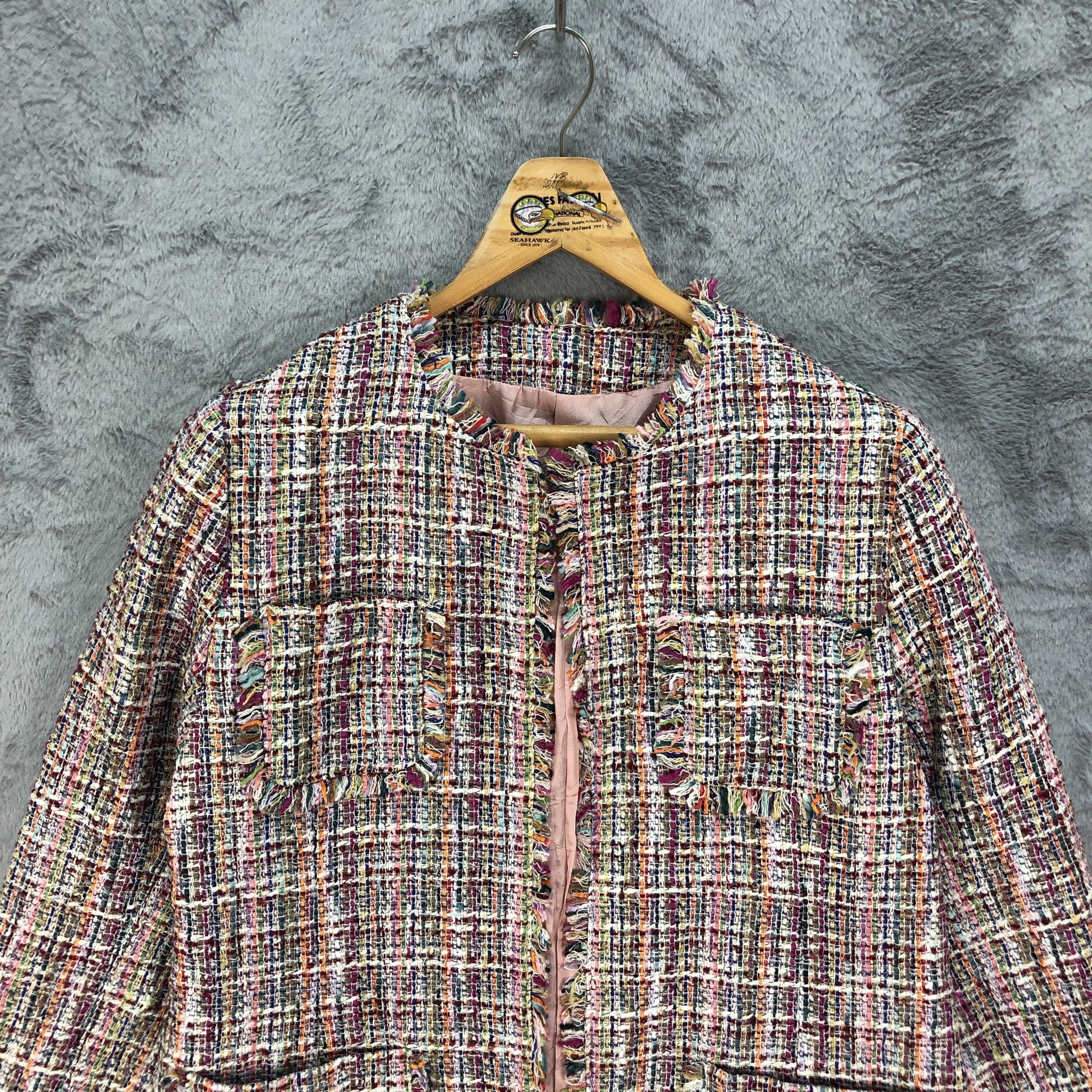 Japanese Brand Multi Color 4 Pocket Tweed Coat Fashion Style #4713-165 Size M / US 6-8 / IT 42-44 - 2 Thumbnail
