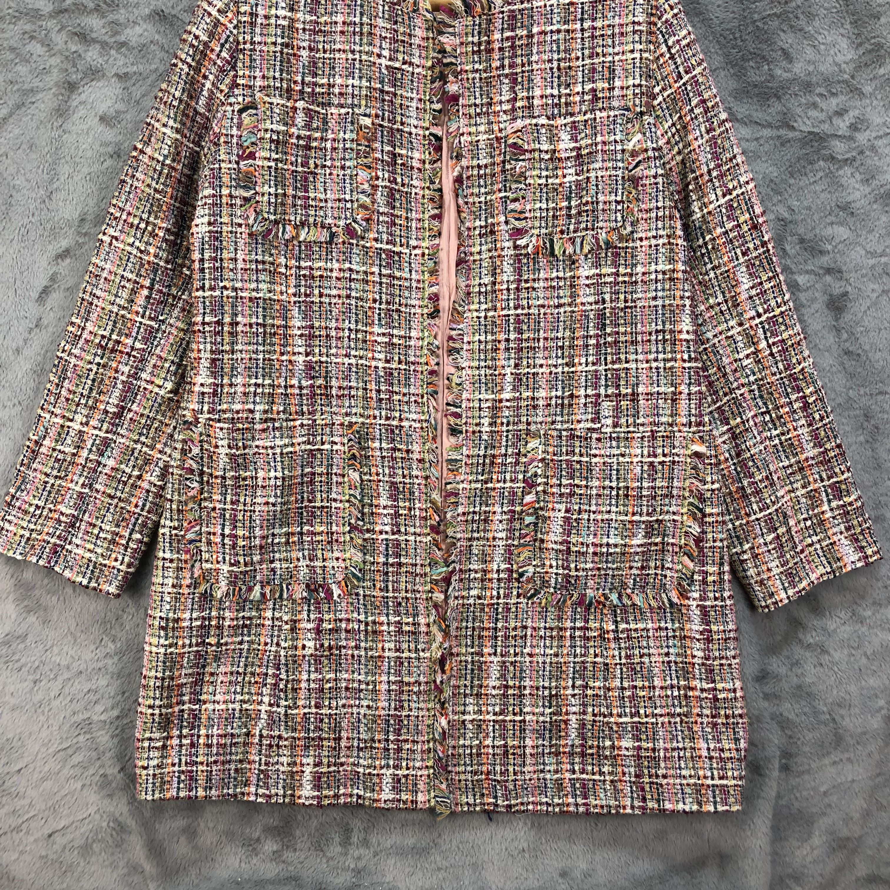 Japanese Brand Multi Color 4 Pocket Tweed Coat Fashion Style #4713-165 Size M / US 6-8 / IT 42-44 - 3 Thumbnail