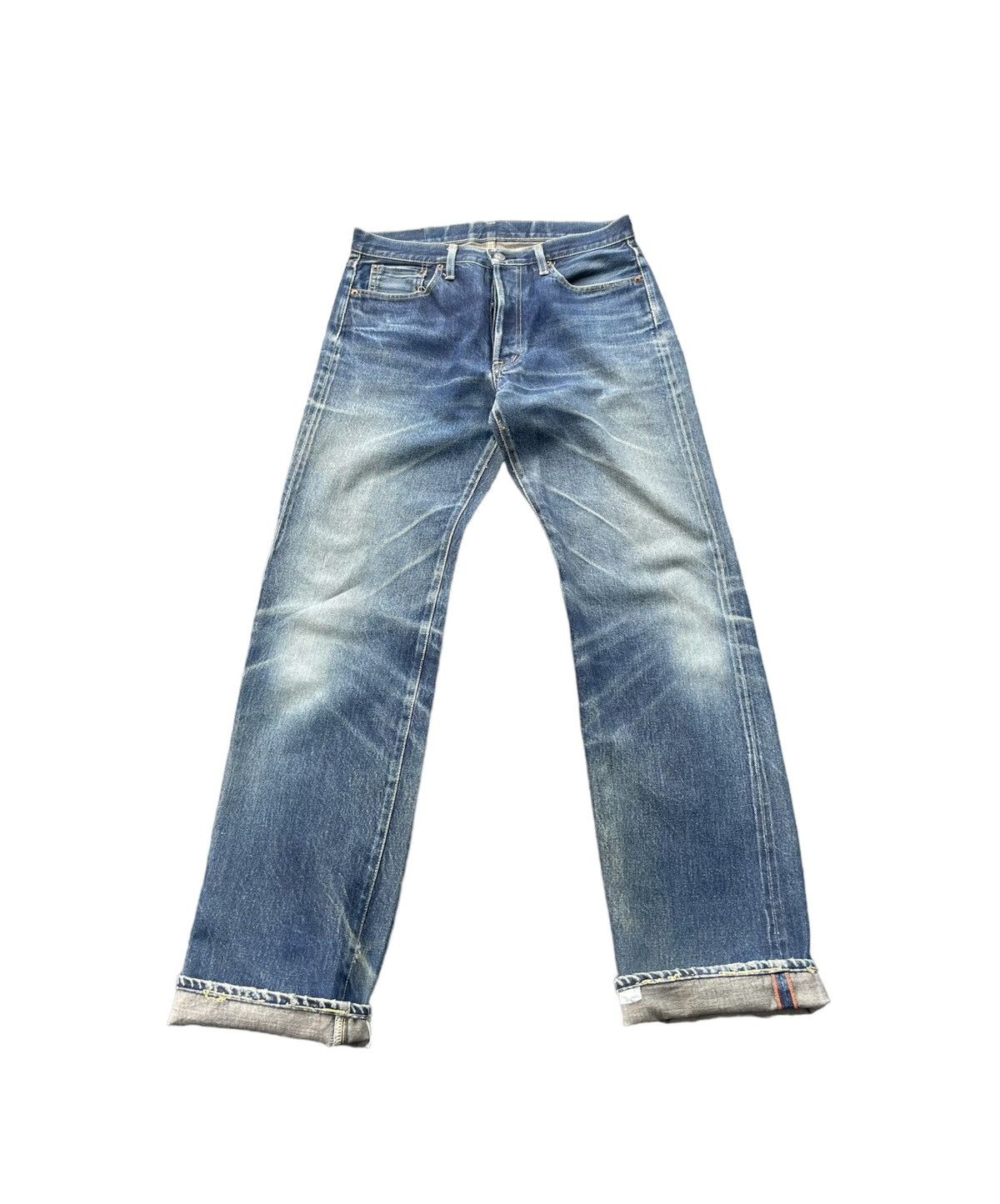 image of Distressed Denim x Omnigod Vintage Omnigod Selvedge Rework Denim in Blue, Men's (Size 32)