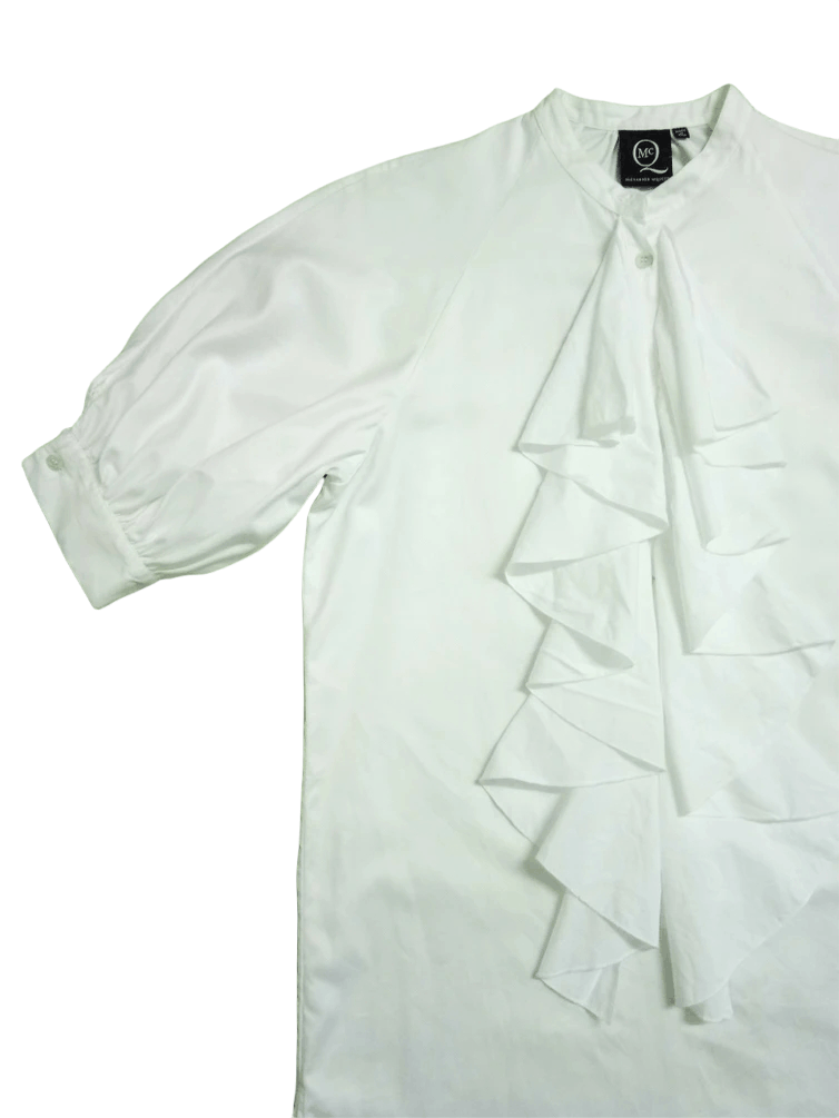 Alexander McQueen ALEXANDER MC QUEEN RUFFLED COTTON POPLIN TUXEDO BLOUSES Size S / US 4 / IT 40 - 10 Thumbnail