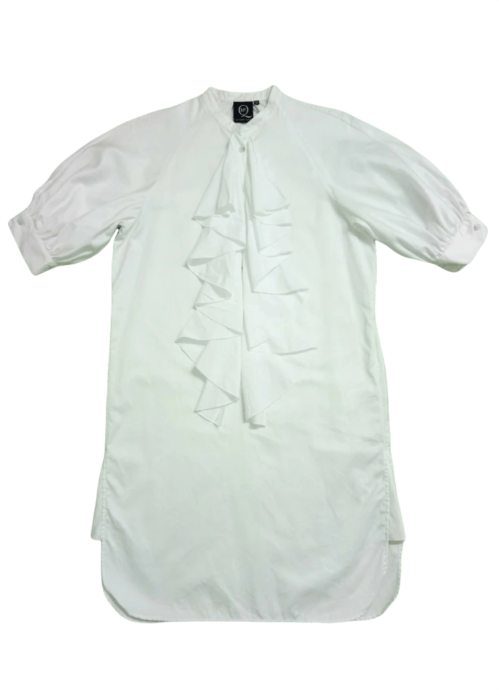 Alexander McQueen ALEXANDER MC QUEEN RUFFLED COTTON POPLIN TUXEDO BLOUSES Size S / US 4 / IT 40 - 1 Thumbnail