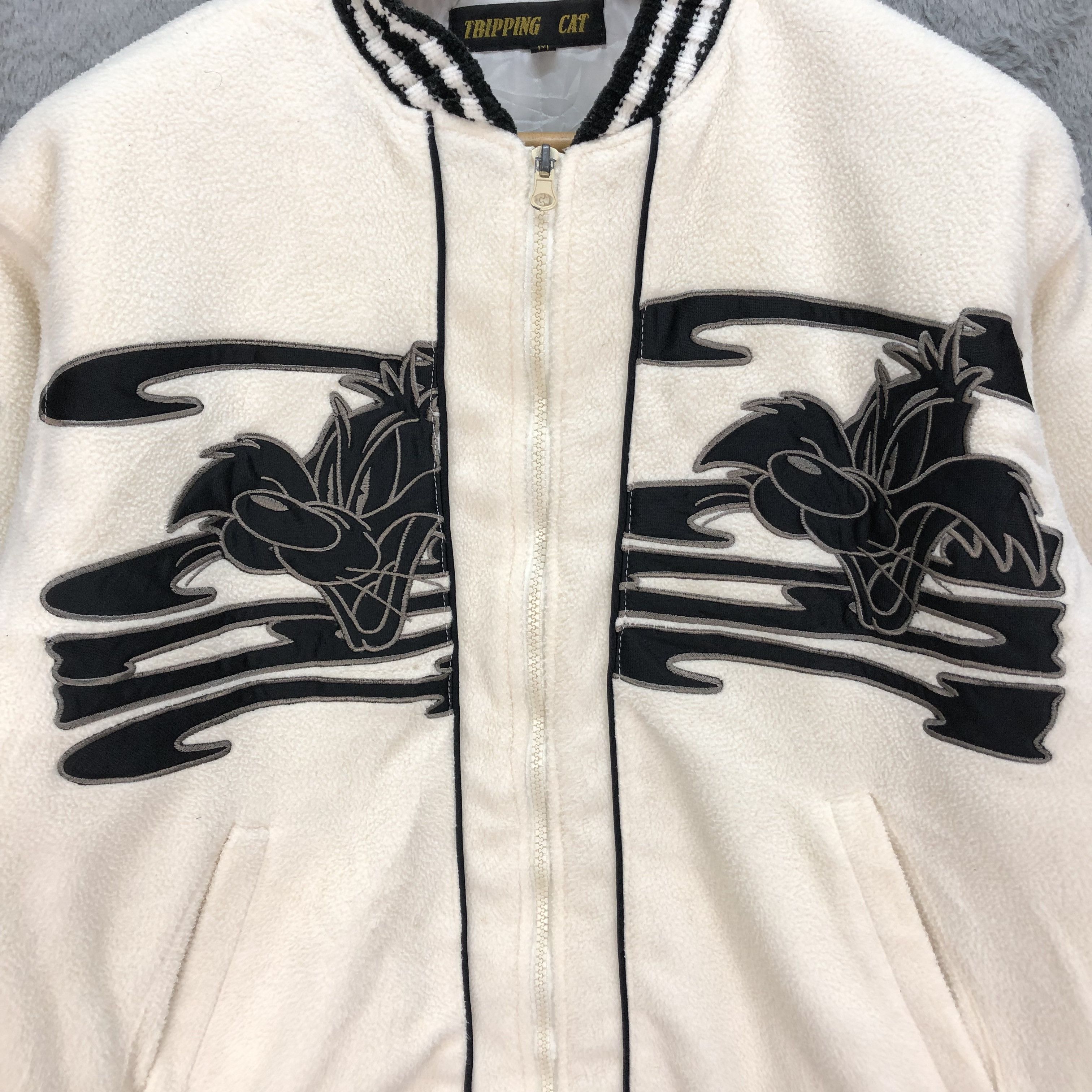 Japanese Brand TRIPPING CAT EMBROIDERY BIG LOGO FLEECE BOMBER #5377-186 Size US M / EU 48-50 / 2 - 3 Thumbnail