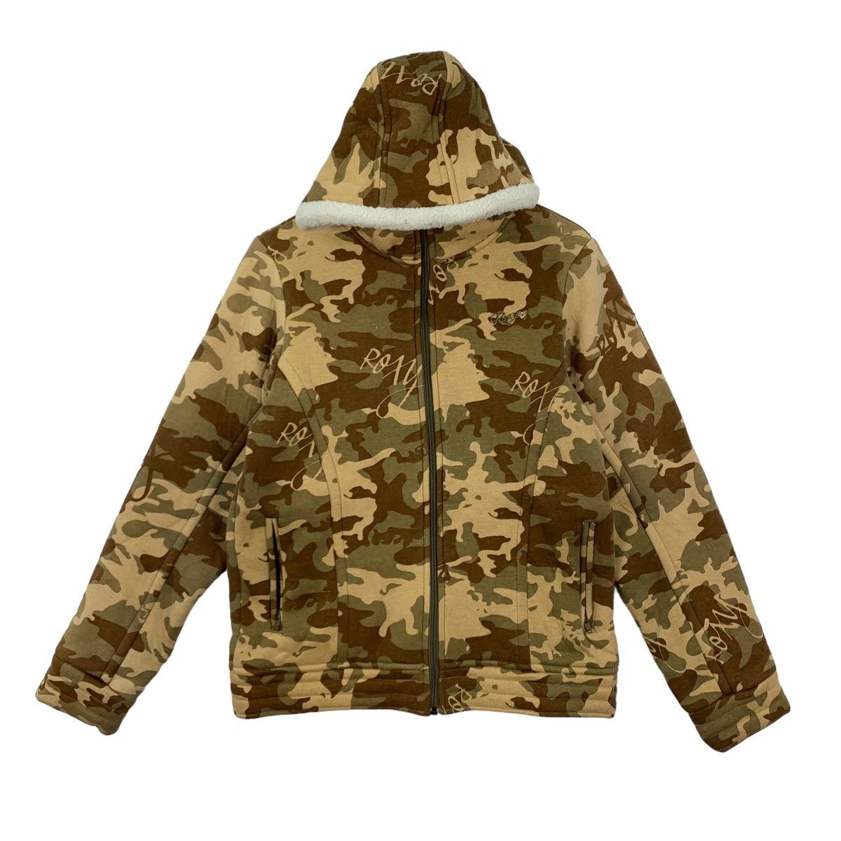 Surface To Air Vintage Roxy Surfwear Camouflage Surf Sherpa Hoodie Sweater Size US S / EU 44-46 / 1 - 1 Thumbnail