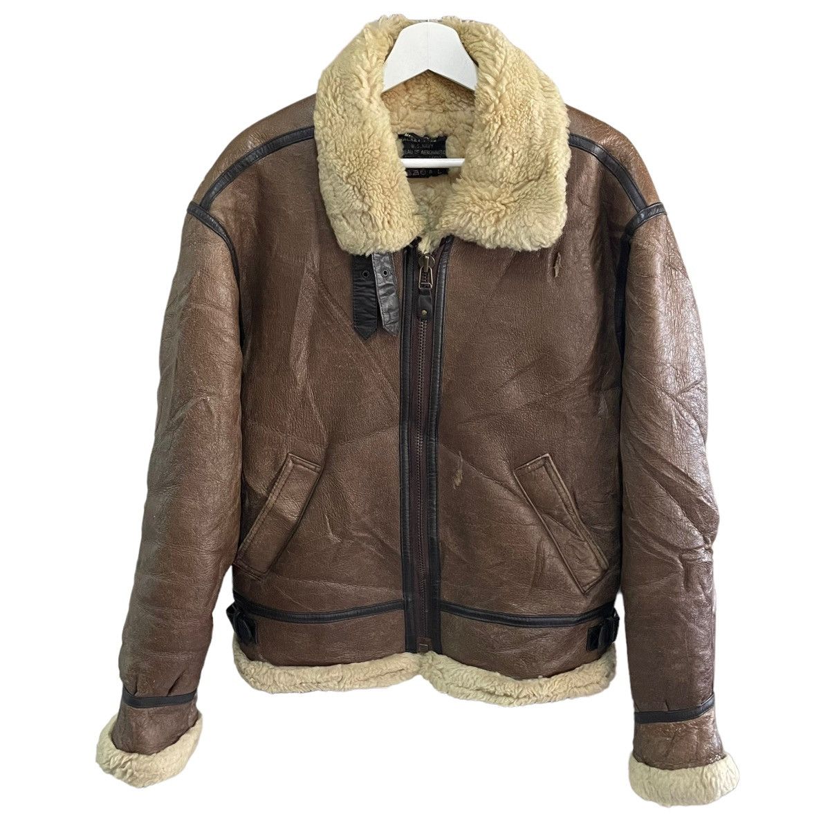 Japanese Brand × Other 💥VINTAGE B3 SHEEP SKIN LEATHER SCHOTT BROS INSPIRED JACKET Size US L / EU 52-54 / 3 - 4 Thumbnail