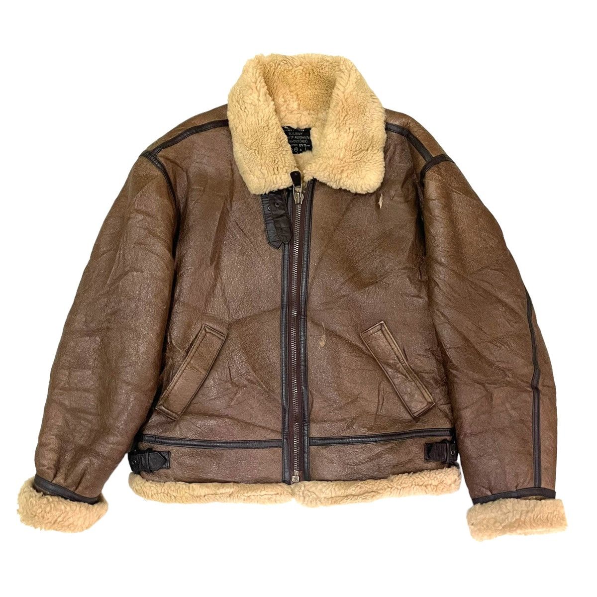Japanese Brand × Other 💥VINTAGE B3 SHEEP SKIN LEATHER SCHOTT BROS INSPIRED JACKET Size US L / EU 52-54 / 3 - 1 Thumbnail