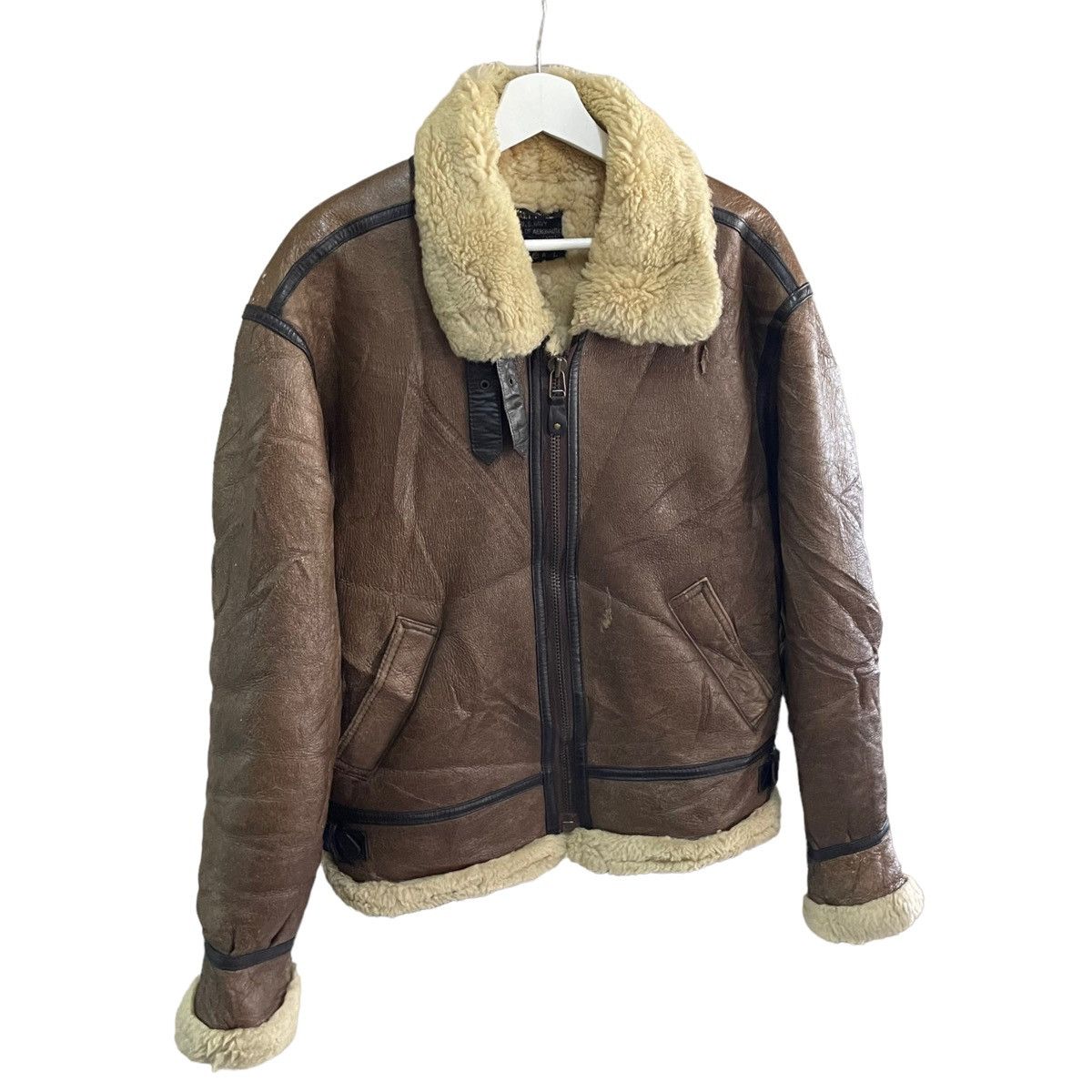 Japanese Brand × Other 💥VINTAGE B3 SHEEP SKIN LEATHER SCHOTT BROS INSPIRED JACKET Size US L / EU 52-54 / 3 - 6 Thumbnail