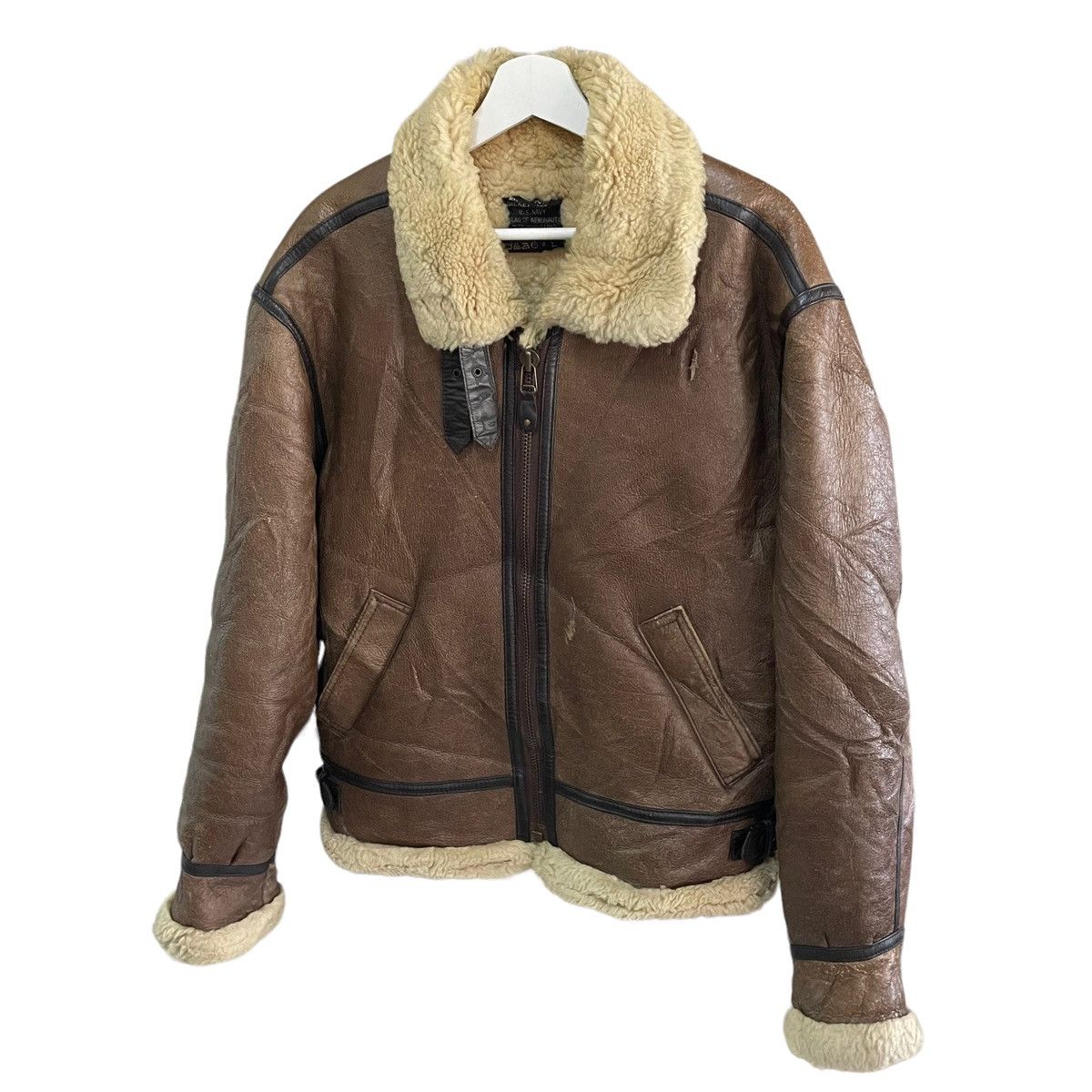 Japanese Brand × Other 💥VINTAGE B3 SHEEP SKIN LEATHER SCHOTT BROS INSPIRED JACKET Size US L / EU 52-54 / 3 - 5 Thumbnail