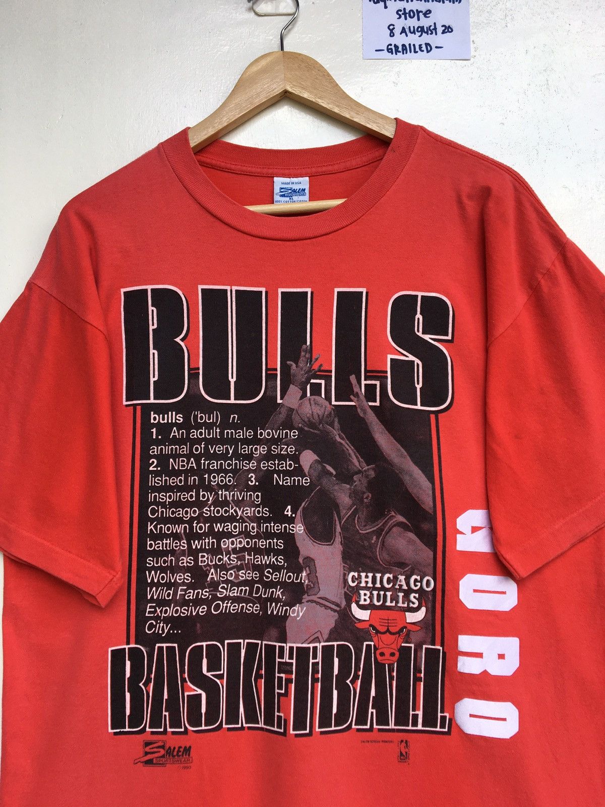 NBA Vtg 90 Chicago Bulls Basketball NBA Tee Tops Tshirt Size US L / EU 52-54 / 3 - 4 Thumbnail
