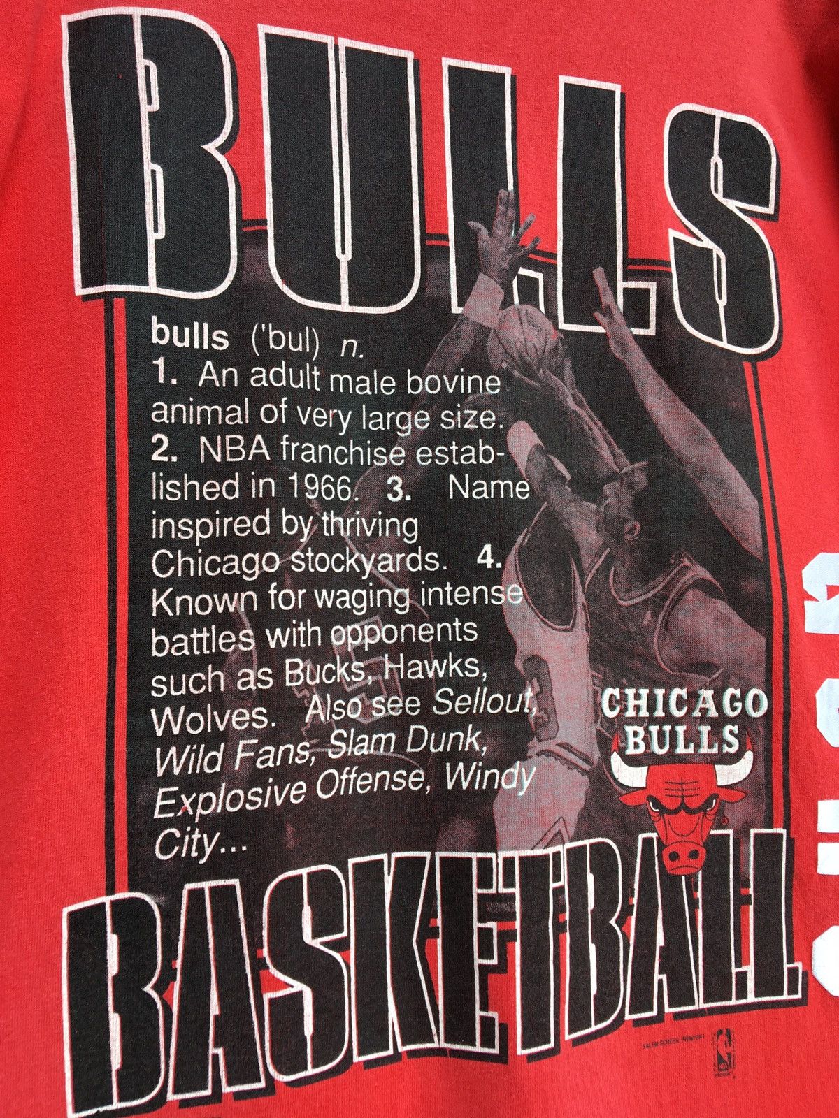 NBA Vtg 90 Chicago Bulls Basketball NBA Tee Tops Tshirt Size US L / EU 52-54 / 3 - 8 Thumbnail