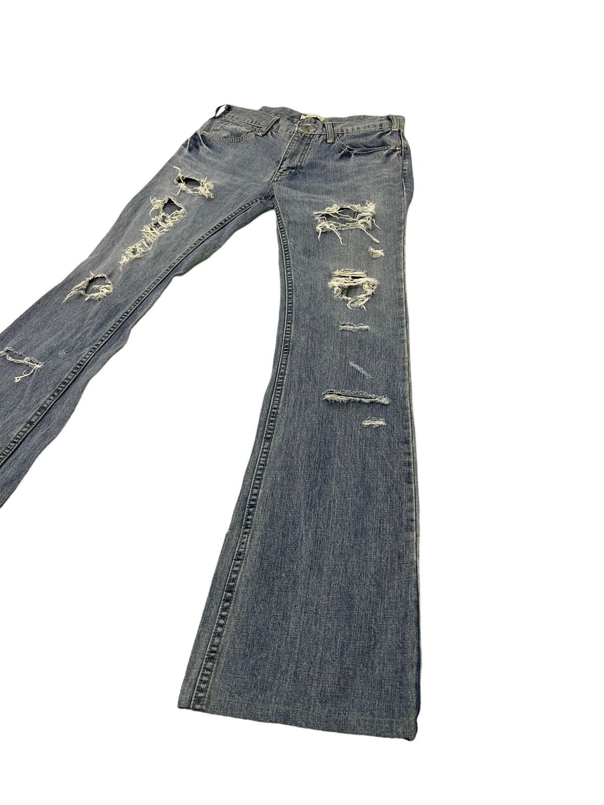 Japanese Brand Flare Jeans London Denim Distress Denim Slim Boot Cut 1🟦8 Size US 29 - 3 Thumbnail