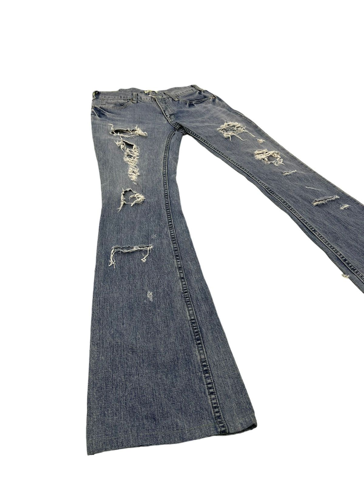 image of Hype Flare Jeans London Denim Distress Denim Slim Boot Cut 18 in Blue, Men's (Size 29)
