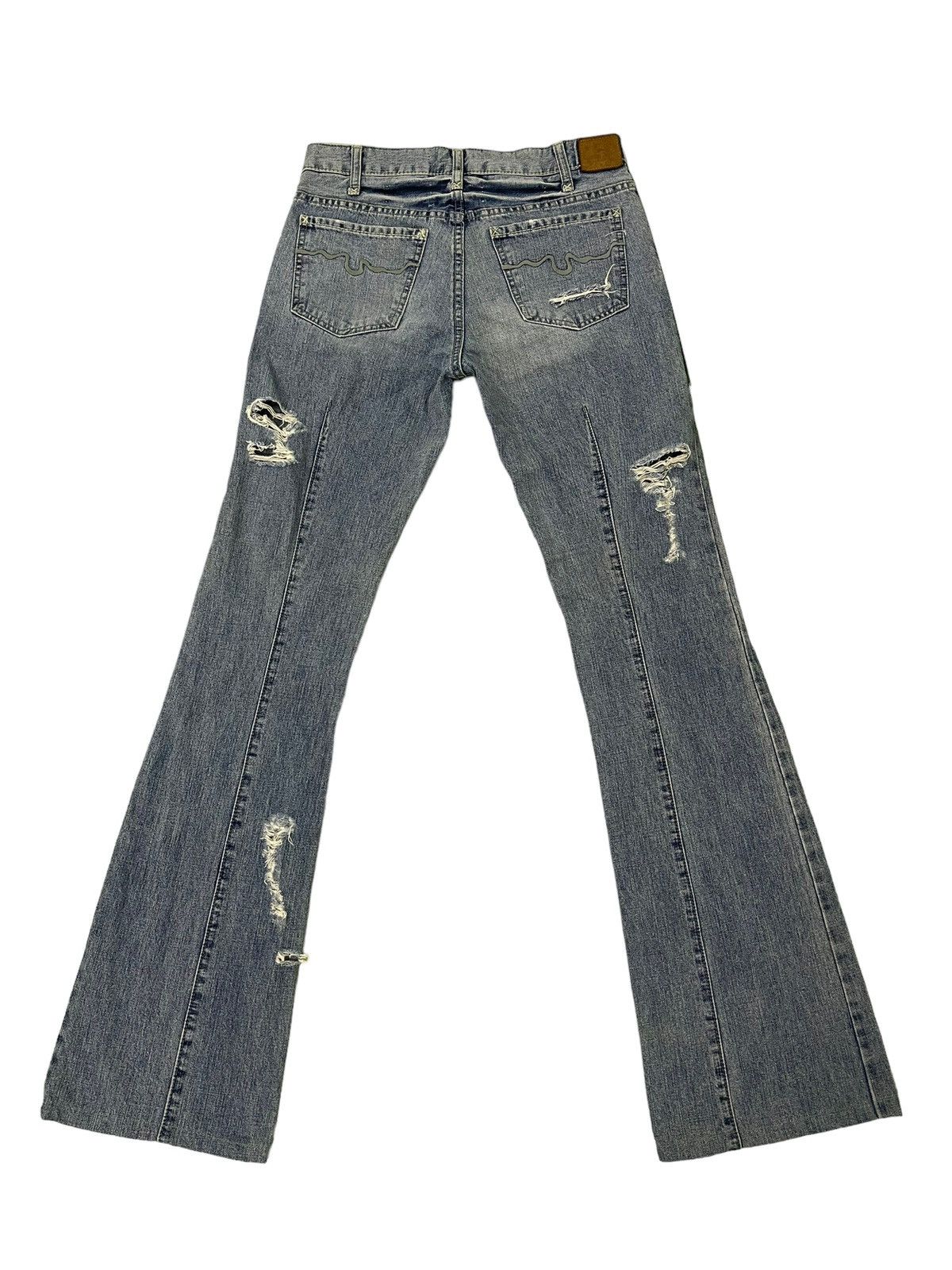 Japanese Brand Flare Jeans London Denim Distress Denim Slim Boot Cut 1🟦8 Size US 29 - 12 Thumbnail