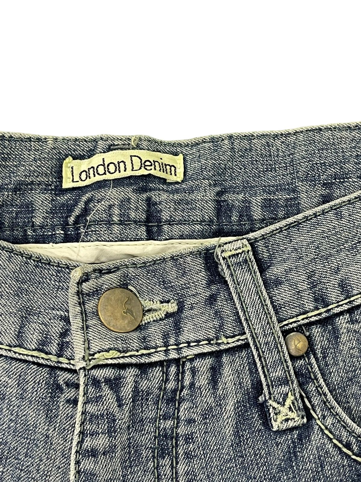 Japanese Brand Flare Jeans London Denim Distress Denim Slim Boot Cut 1🟦8 Size US 29 - 10 Thumbnail